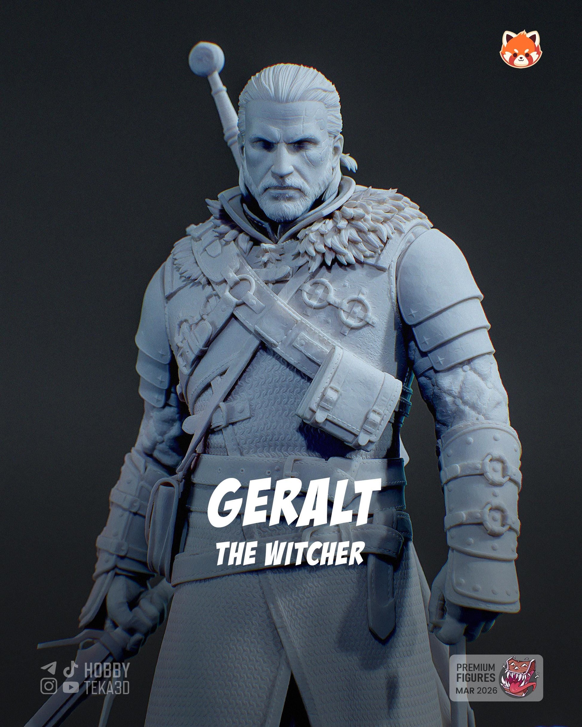 Dark Fantasy Beast Hunter Resin Statue and DIY Kit - Painted or Unpainted - 1/8 and 1/6 Scale - by Tanuki - White Hair Swordsman – photo 2
