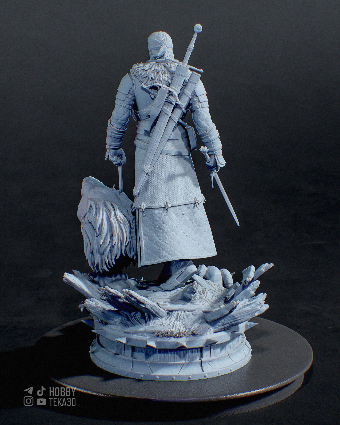 Dark Fantasy Beast Hunter Resin Statue and DIY Kit - Painted or Unpainted - 1/8 and 1/6 Scale - by Tanuki - White Hair Swordsman – photo 4