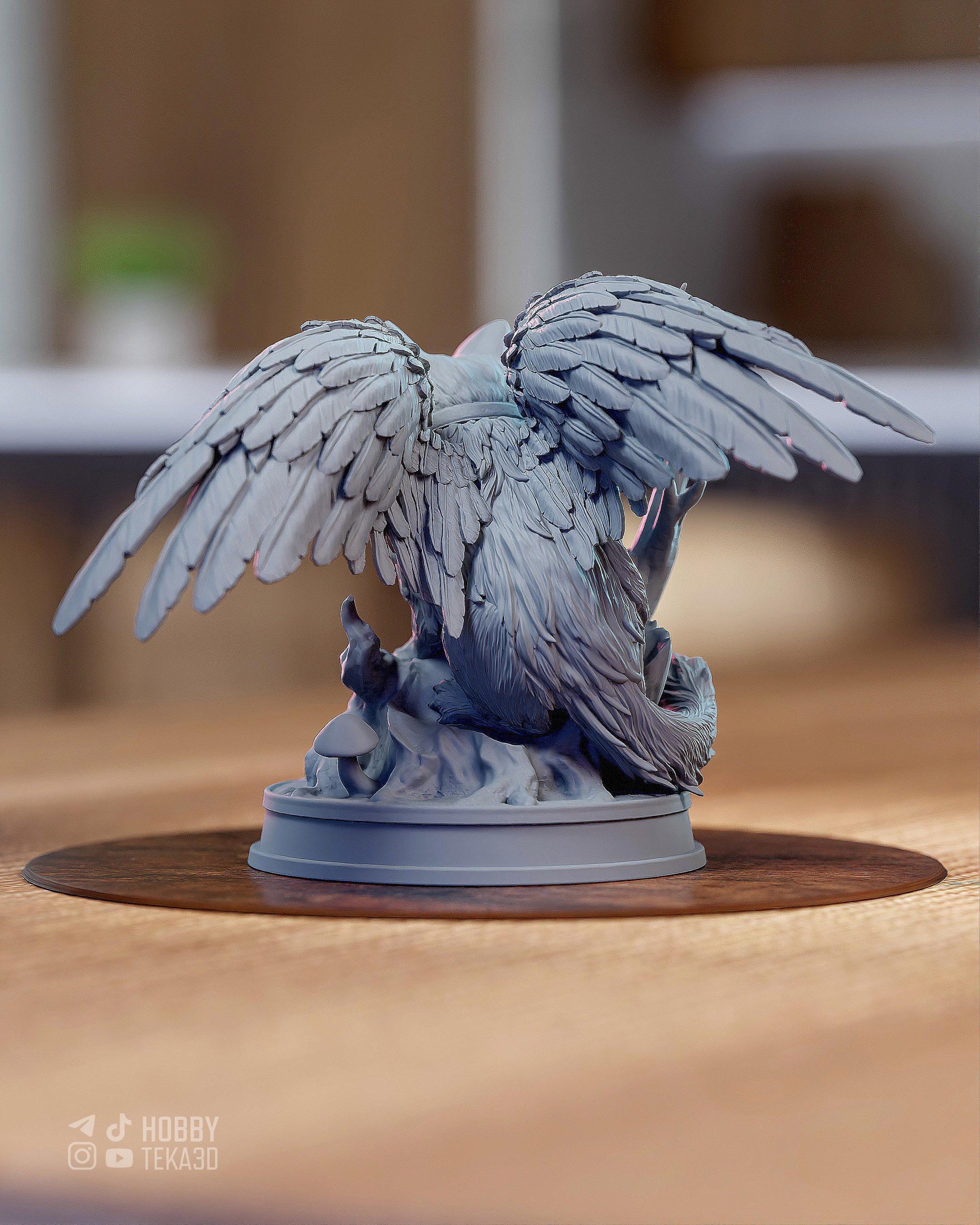 Winged Cat Familiar Resin Statue and DIY Kit – Painted or Unpainted – 1/8 and 1/6 Scale – by Bulkamancers – Tree Root Base – photo 4
