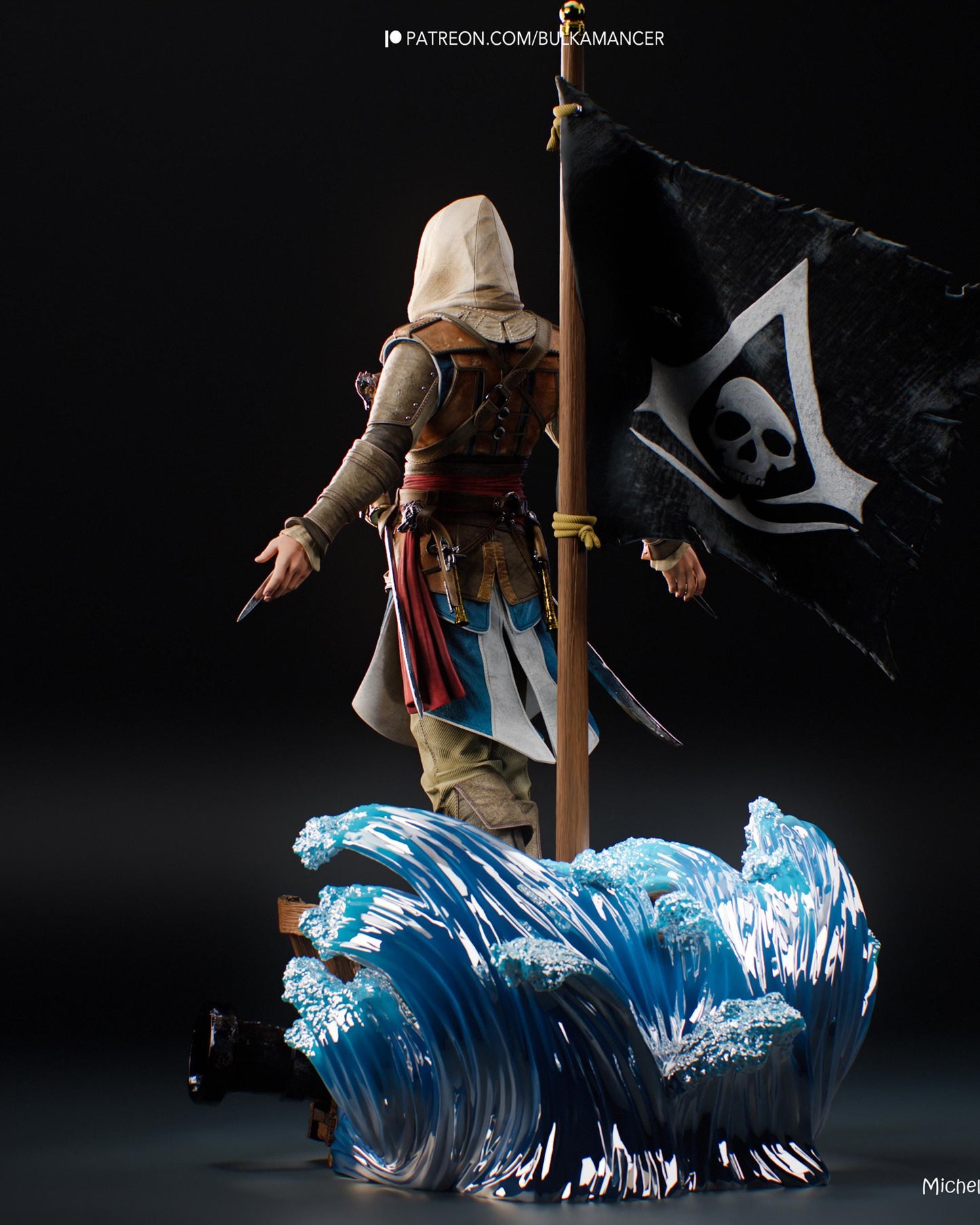 Hooded Pirate Rogue Resin Statue and DIY Kit – Painted or Unpainted – 1/8 and 1/6 Scale – by Bulkamancer – Clear Blue Waves – photo 3