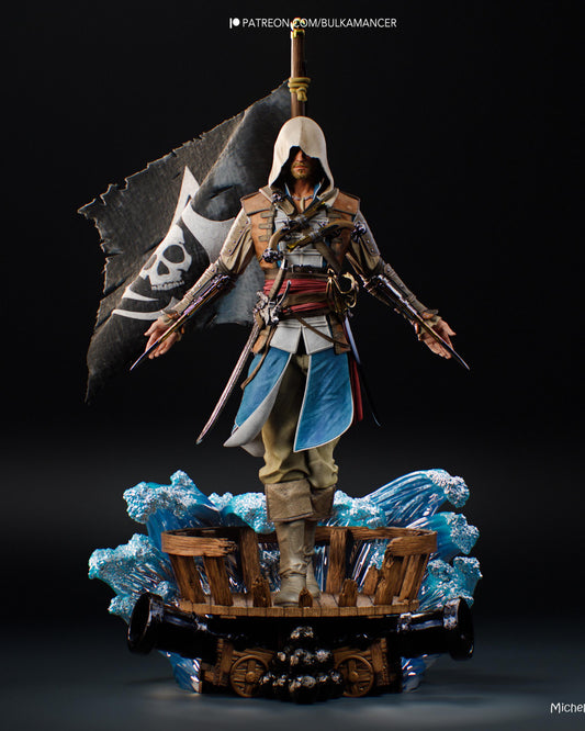 Hooded Pirate Rogue Resin Statue and DIY Kit – Painted or Unpainted – 1/8 and 1/6 Scale – by Bulkamancer – Clear Blue Waves – photo 1