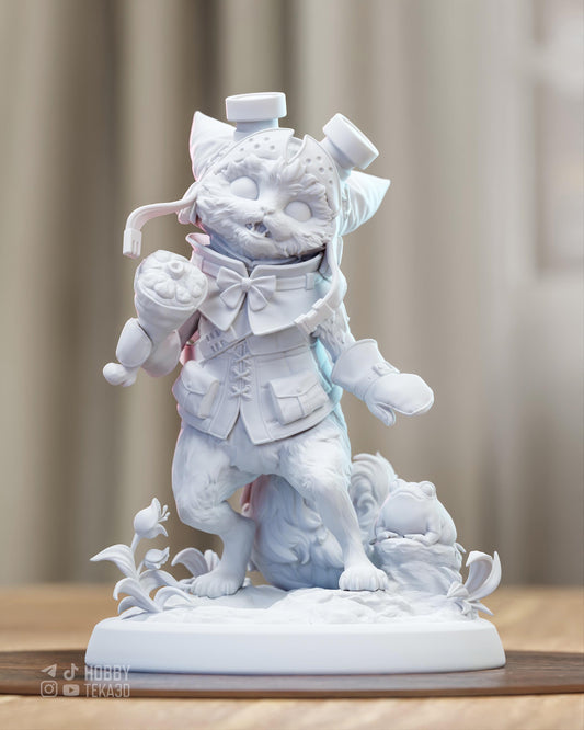 Unpainted Cute Cat Adventurer Resin Model Kit – 1/8 and 1/6 Scale – by Bulkamancers – Fantasy Pet DIY Kit – photo 1