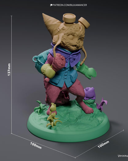 Hand Painted Cute Cat Adventurer Resin Statue – 1/8 and 1/6 Scale – Fantasy Pet with Frog Companion – photo 4