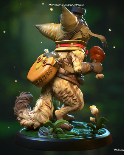 Hand Painted Cute Cat Adventurer Resin Statue – 1/8 and 1/6 Scale – Fantasy Pet with Frog Companion – photo 2