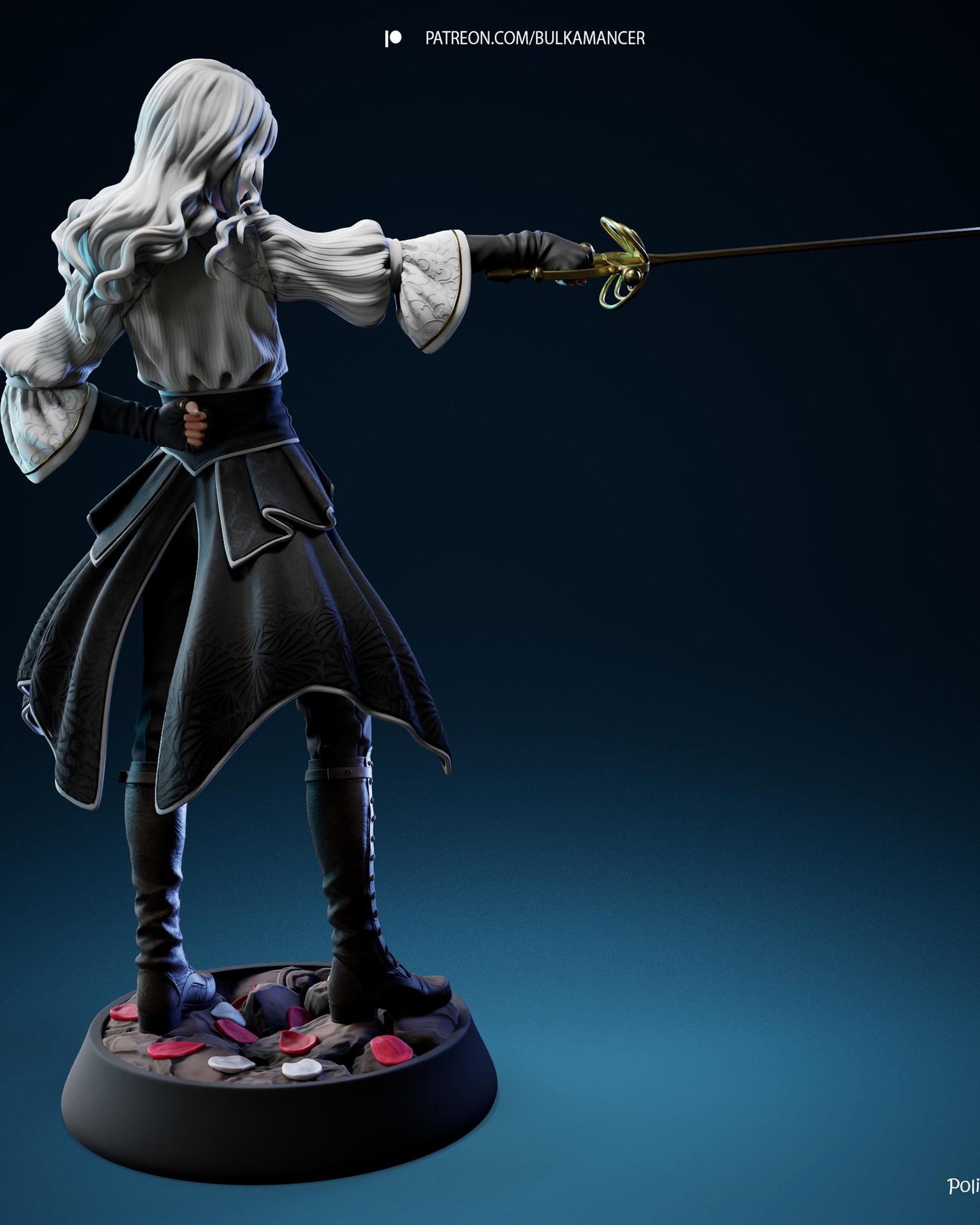 Gothic Duelist Resin Statue and DIY Kit - Painted or Unpainted - 1/8 and 1/6 Scale - by Bulkamancer - Rapier Figure – photo 3