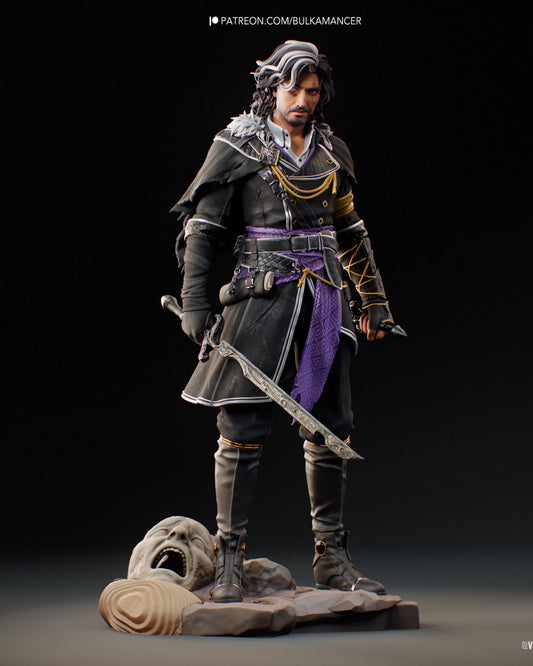 Dark Rogue Swordsman Resin Statue and DIY Kit - Painted or Unpainted - 1/8 and 1/6 Scale - by Bulkamancer - Mask Base – photo 1