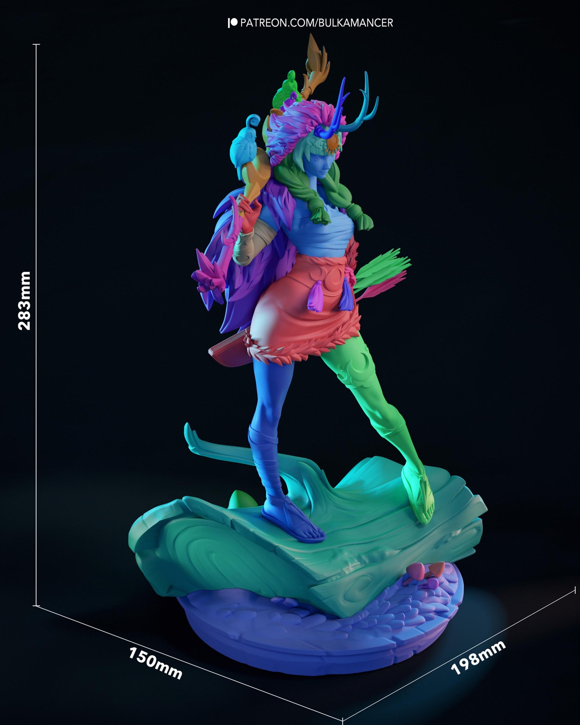 Forest Huntress Resin Statue and DIY Kit - Painted or Unpainted - 1/8 and 1/6 Scale - by Bulkamancer - Bird Wood Base – photo 13