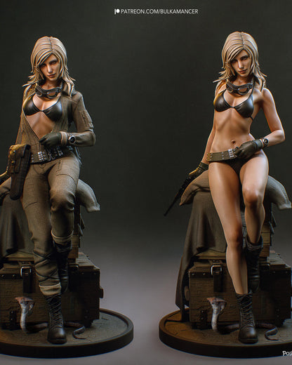 Tactical Heroine Resin Statue and DIY Kit - Painted or Unpainted - 1/8 and 1/6 Scale - by Bulkamancer - Seated Pistol Figure – photo 3