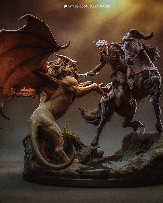 Dark Fantasy Battle Diorama and DIY Kit - Painted or Unpainted - 1/8 and 1/6 Scale - by Bulkamancer - Winged Monster – photo 1