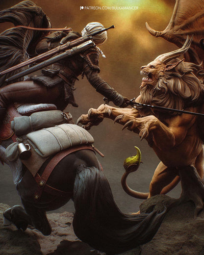 Dark Fantasy Battle Diorama and DIY Kit - Painted or Unpainted - 1/8 and 1/6 Scale - by Bulkamancer - Winged Monster – photo 3
