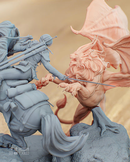 Dark Fantasy Battle Diorama and DIY Kit - Painted or Unpainted - 1/8 and 1/6 Scale - by Bulkamancer - Winged Monster – photo 2