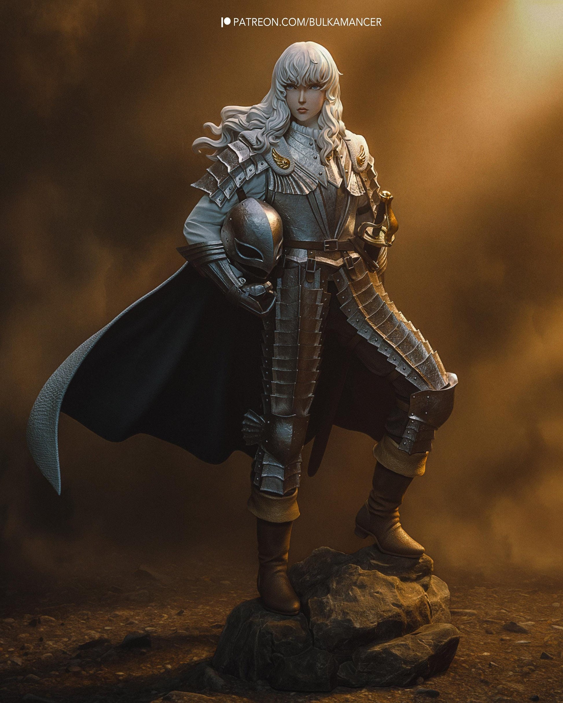 Dark Fantasy Knight Resin Statue and DIY Kit - Painted or Unpainted - 1/8 and 1/6 Scale - by Bulkamancer - Rock Base – photo 1