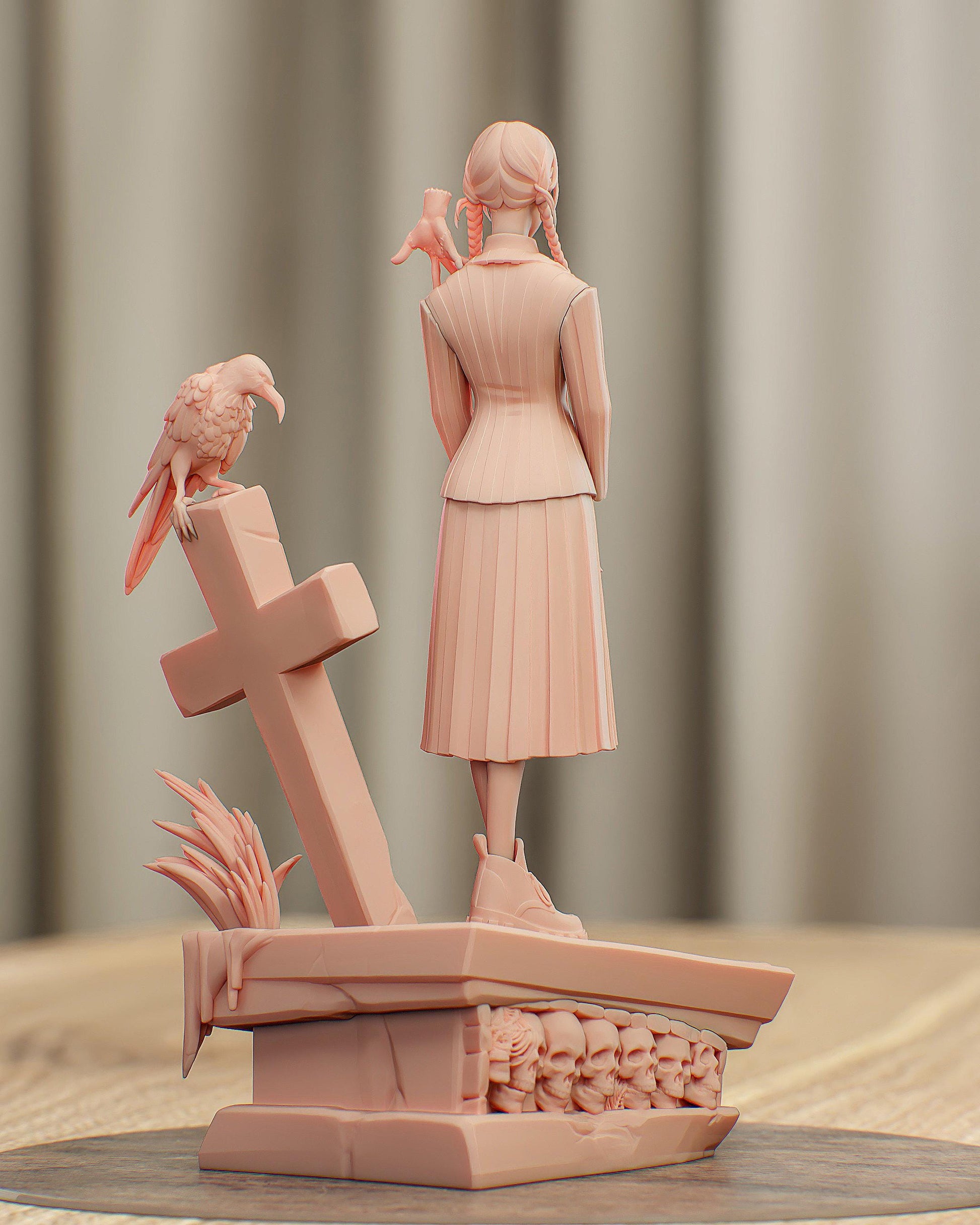 Gothic Schoolgirl Resin Statue and DIY Kit – Painted or Unpainted – 1/8 and 1/6 Scale – Braided Figure – photo 3