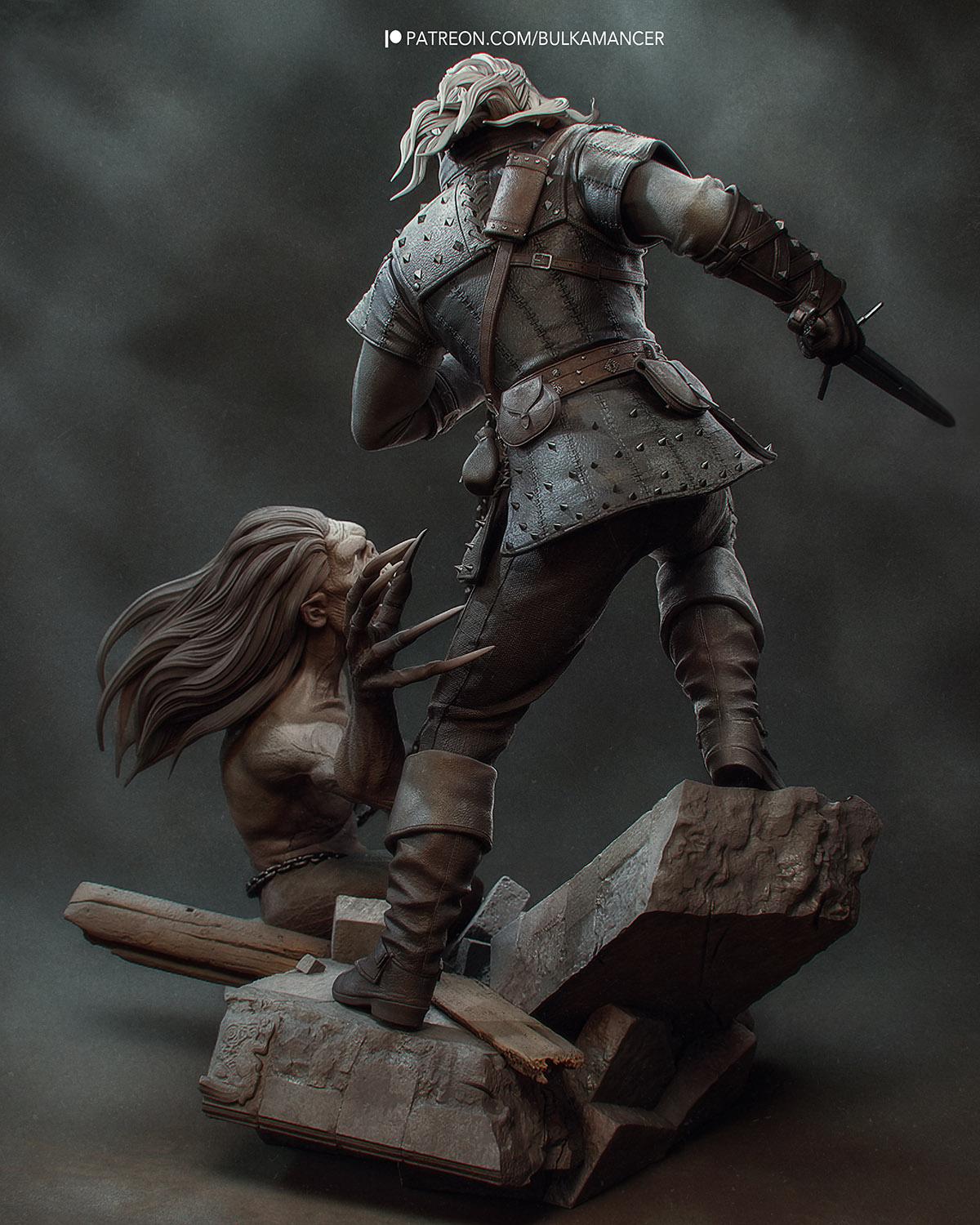 Dark Fantasy Beast Hunter Resin Statue and DIY Kit – Painted or Unpainted – 1/8 and 1/6 Scale – by Bulkamancer – Monster Battle – photo 3