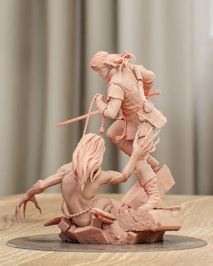 Dark Fantasy Beast Hunter Resin Statue and DIY Kit – Painted or Unpainted – 1/8 and 1/6 Scale – by Bulkamancer – Monster Battle – photo 4
