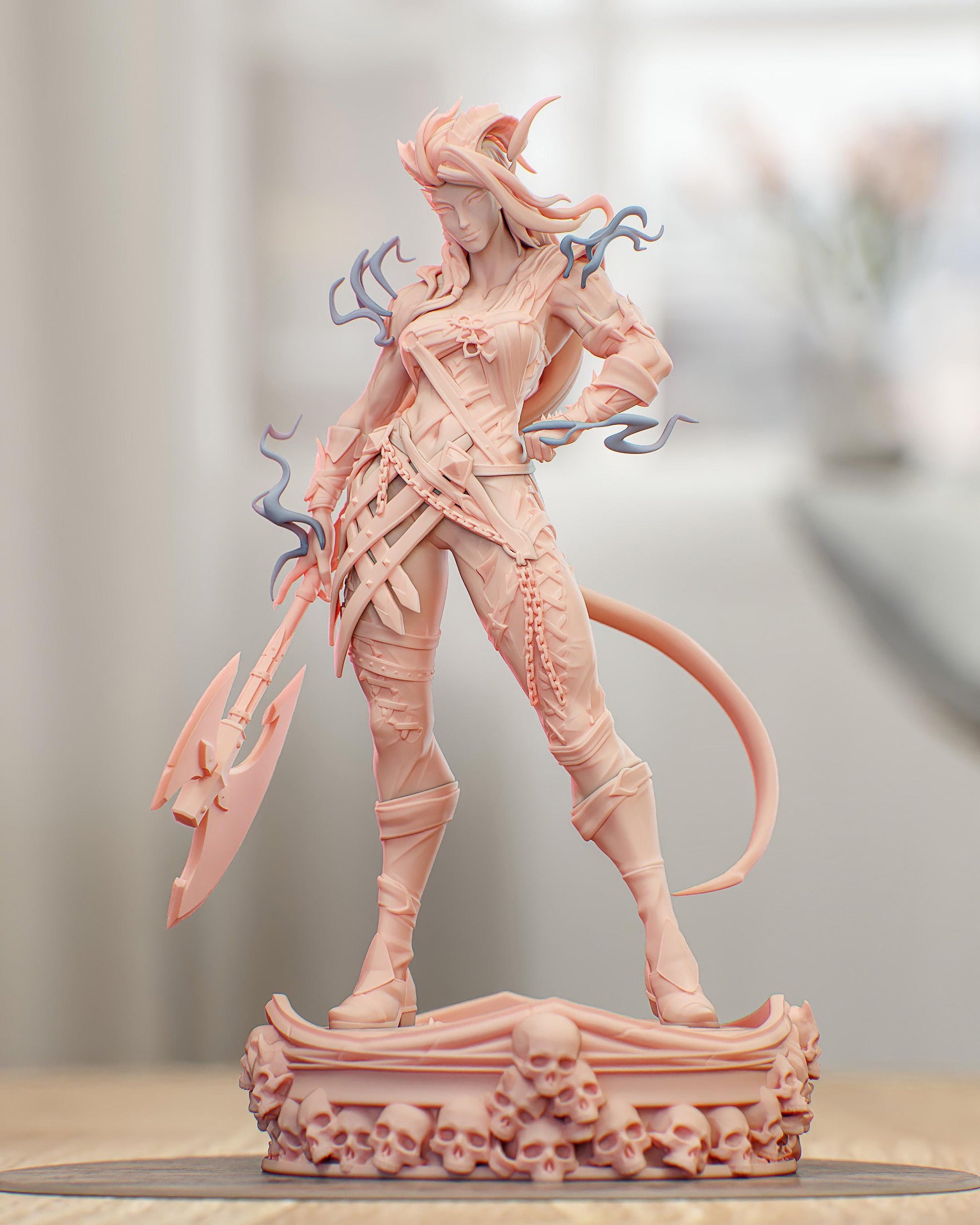 Horned Fantasy Warrior Resin Statue and DIY Kit – Painted or Unpainted – 1/8 and 1/6 Scale – by Bulkamancer – Smoke Effects – photo 5