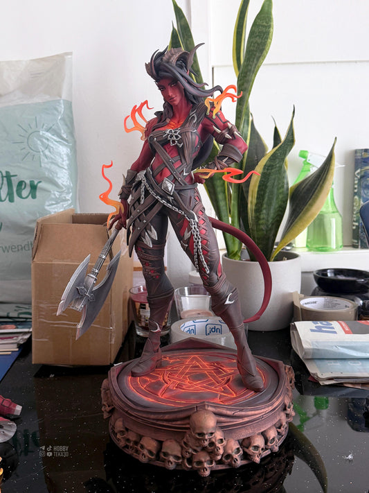 Horned Fantasy Warrior Resin Statue and DIY Kit – Painted or Unpainted – 1/8 and 1/6 Scale – by Bulkamancer – Smoke Effects – photo 1