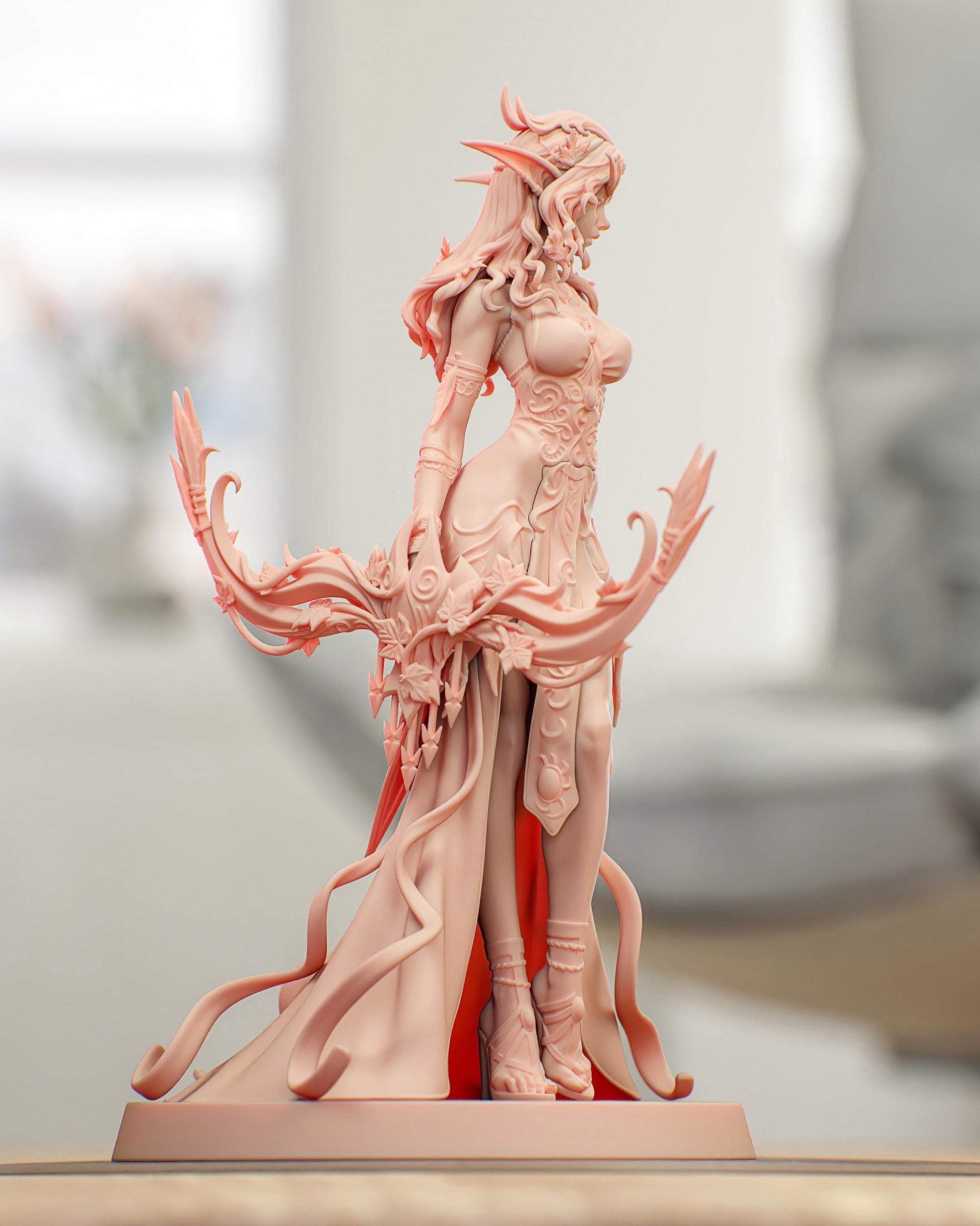 Forest Elf Priestess Resin Statue and DIY Kit – Painted or Unpainted – 1/8 and 1/6 Scale – by Bulkamancers – Leaf Crown – photo 4