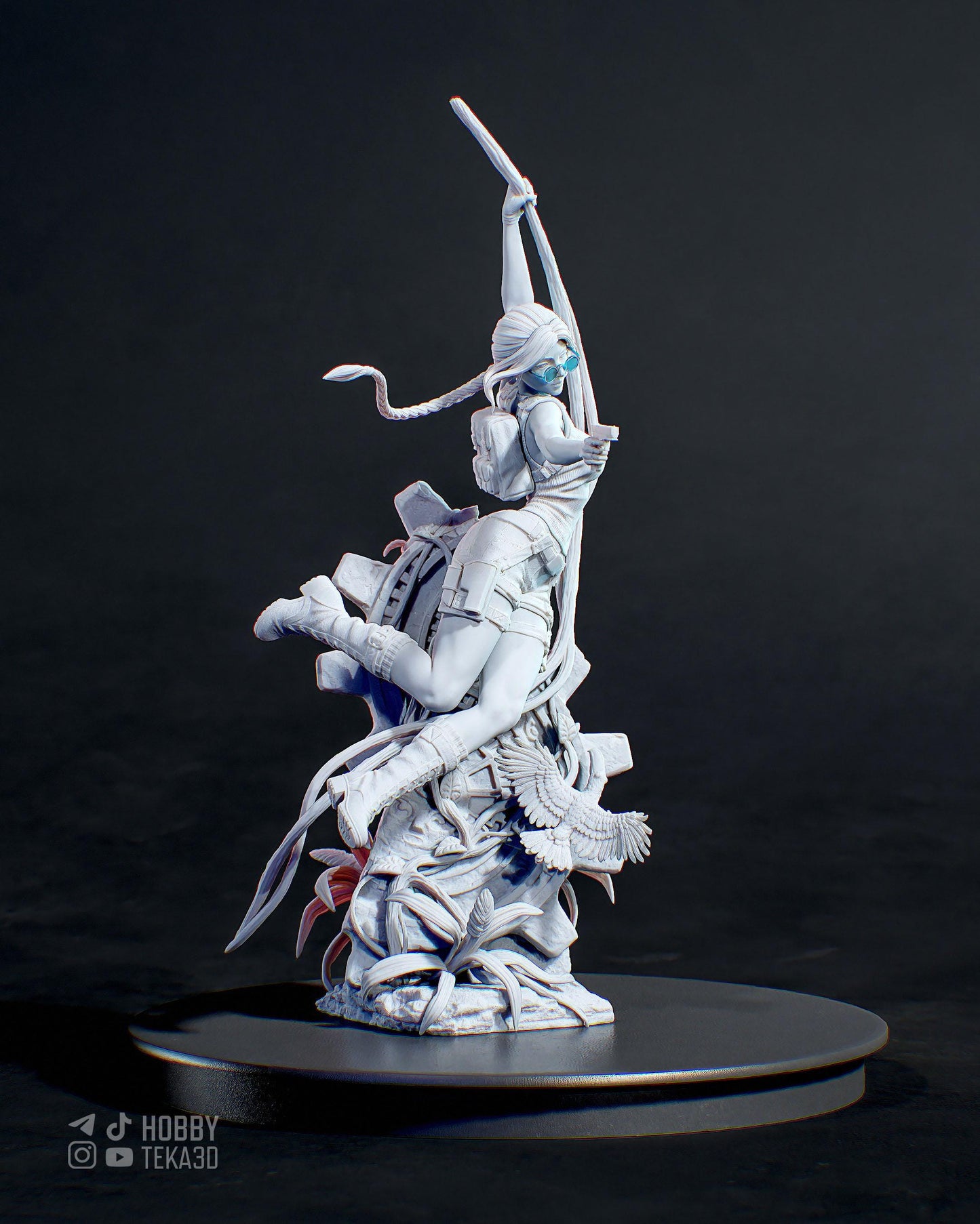 Adventure Heroine Resin Statue and DIY Kit – Painted or Unpainted – 1/8 and 1/6 Scale – by Bulkamancer – Pistol and Ruins Base – photo 5