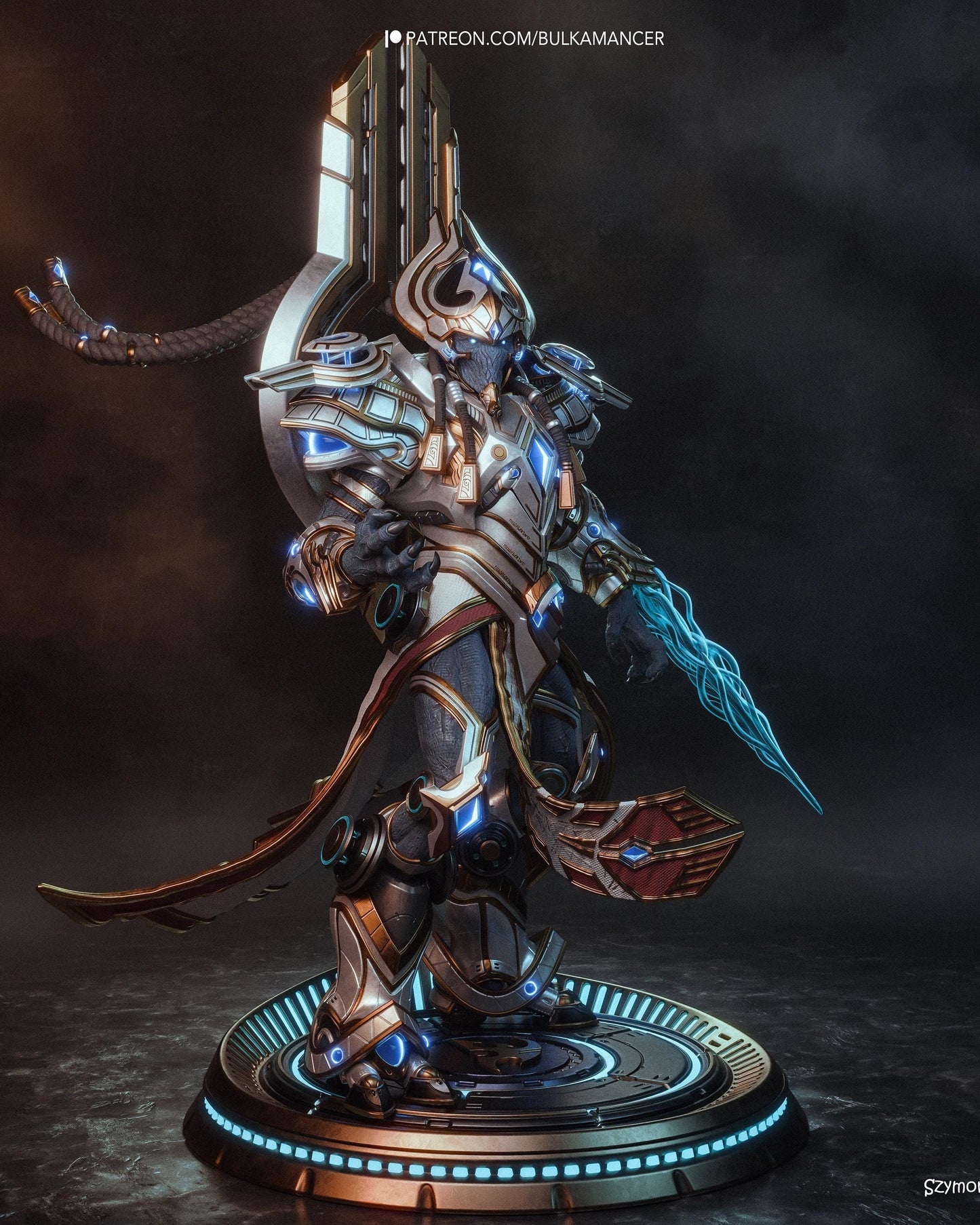 Sci Fi Alien Warrior Resin Statue and DIY Kit – Painted or Unpainted – 1/8 and 1/6 Scale – by Bulkamancers – Clear Blue Energy Blade – photo 3