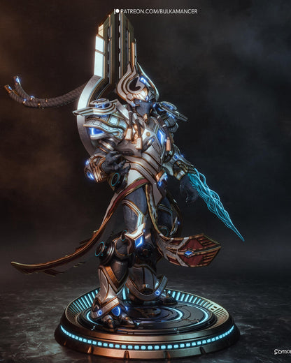 Sci Fi Alien Warrior Resin Statue and DIY Kit – Painted or Unpainted – 1/8 and 1/6 Scale – by Bulkamancers – Clear Blue Energy Blade – photo 3