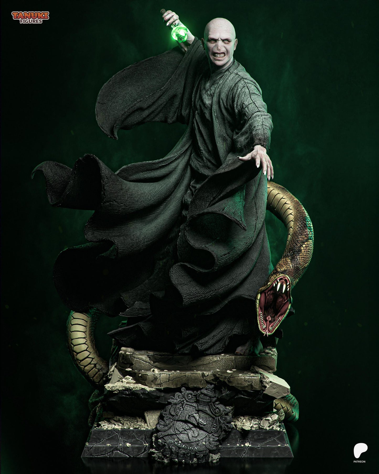 Dark Sorcerer Resin Statue and DIY Kit – Painted or Unpainted – 1/8 and 1/6 Scale – by Tanuki – Clear Green Magic Wand – photo 3