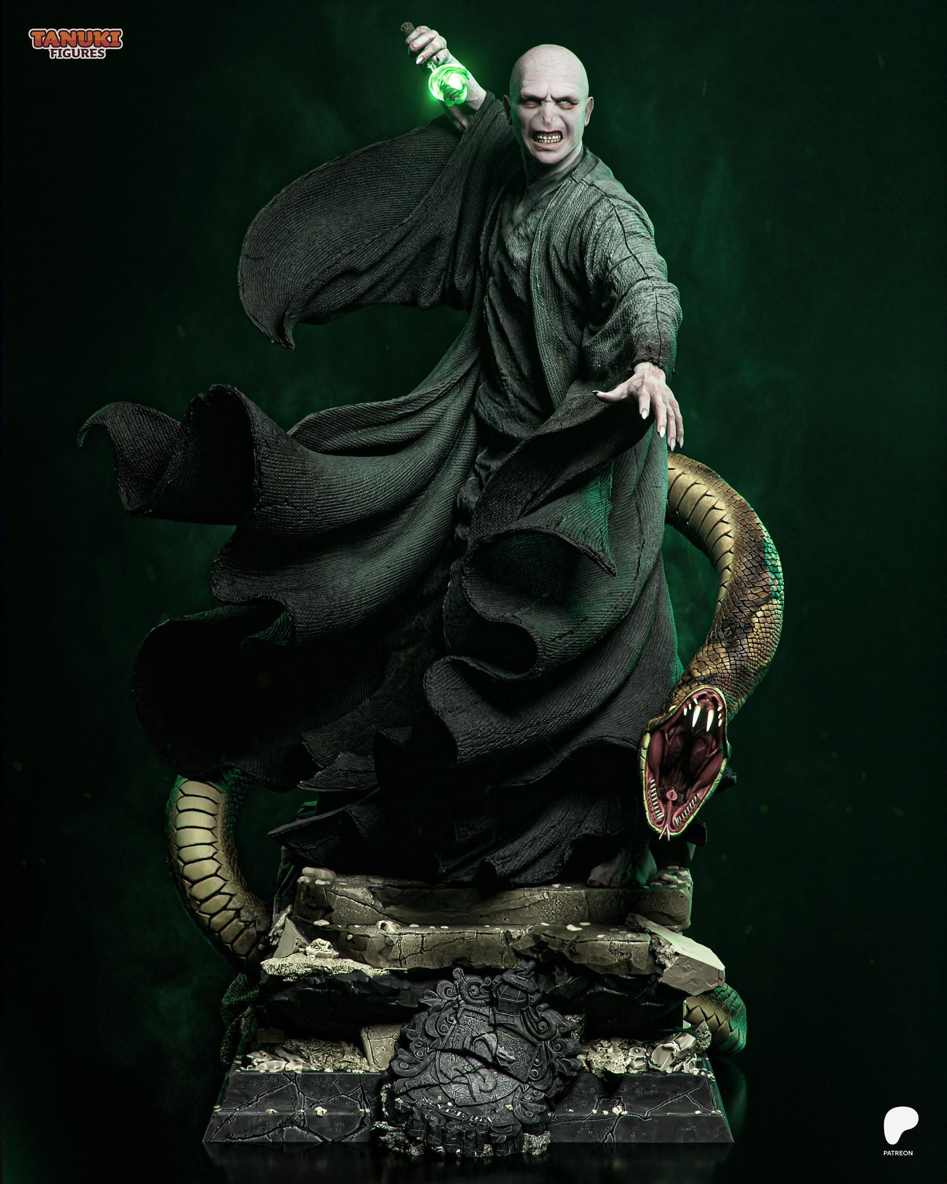 Dark Sorcerer Resin Statue and DIY Kit – Painted or Unpainted – 1/8 and 1/6 Scale – by Tanuki – Clear Green Magic Wand – photo 3