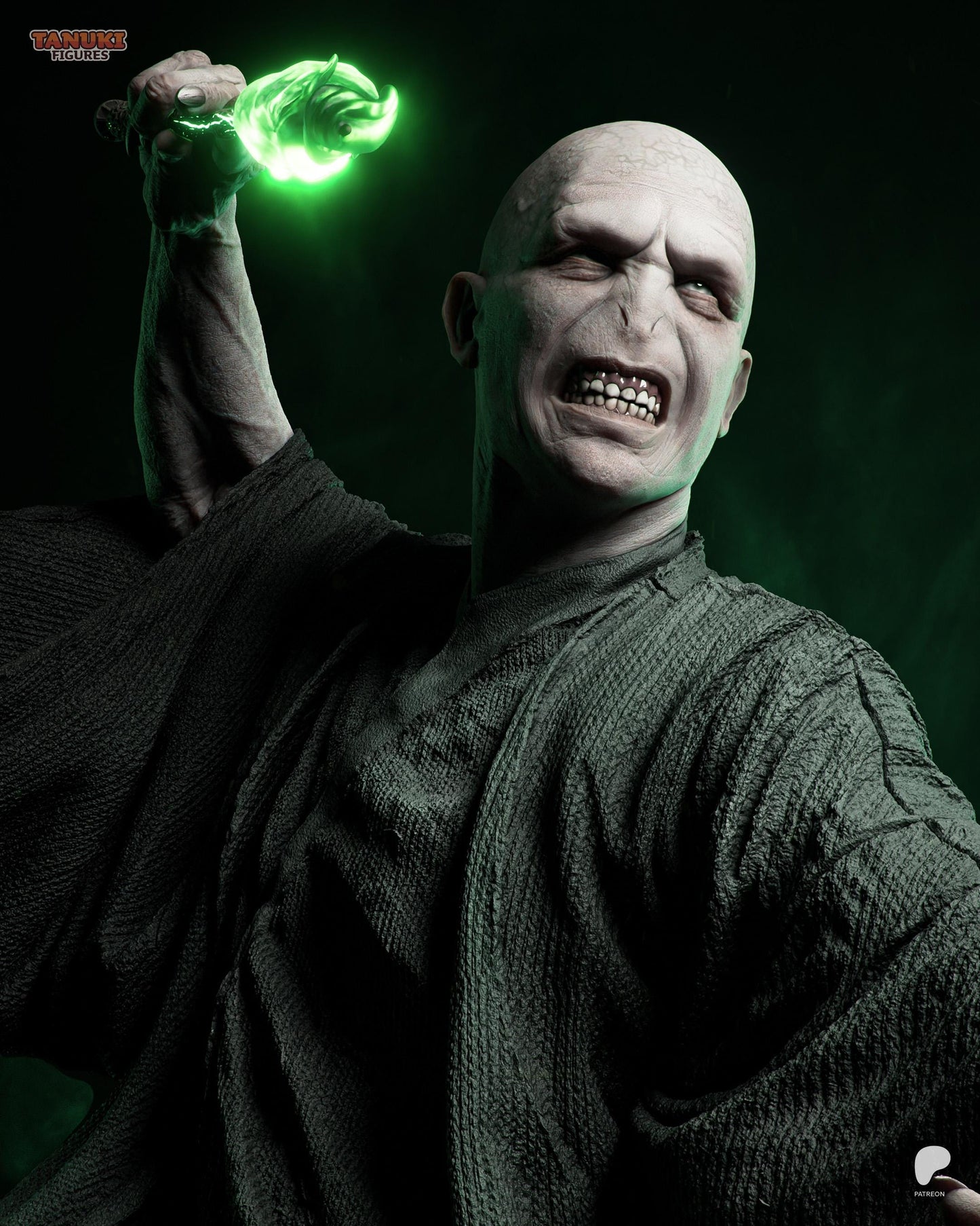 Dark Sorcerer Resin Statue and DIY Kit – Painted or Unpainted – 1/8 and 1/6 Scale – by Tanuki – Clear Green Magic Wand – photo 1