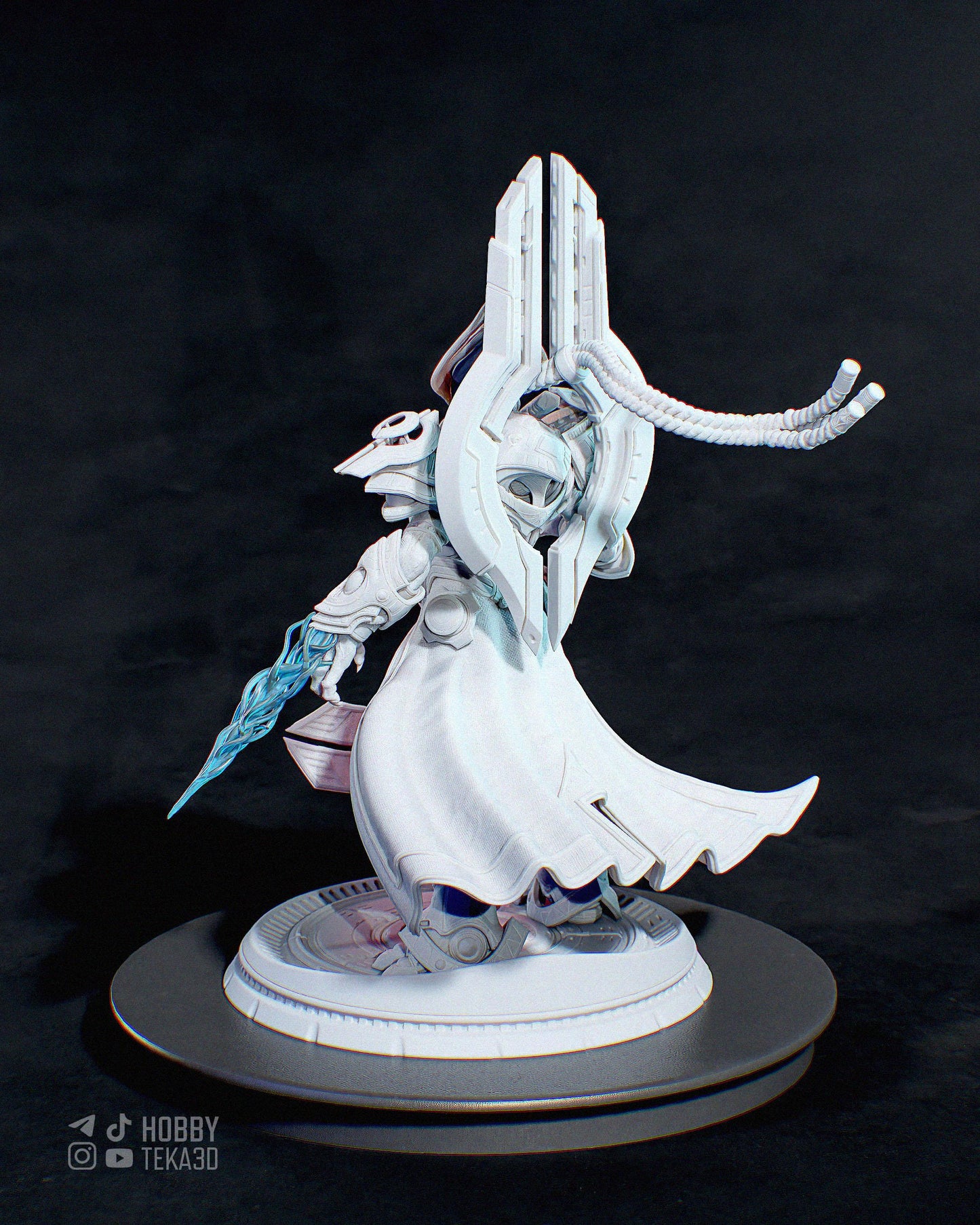 Sci Fi Alien Warrior Resin Statue and DIY Kit – Painted or Unpainted – 1/8 and 1/6 Scale – by Bulkamancers – Clear Blue Energy Blade – photo 6