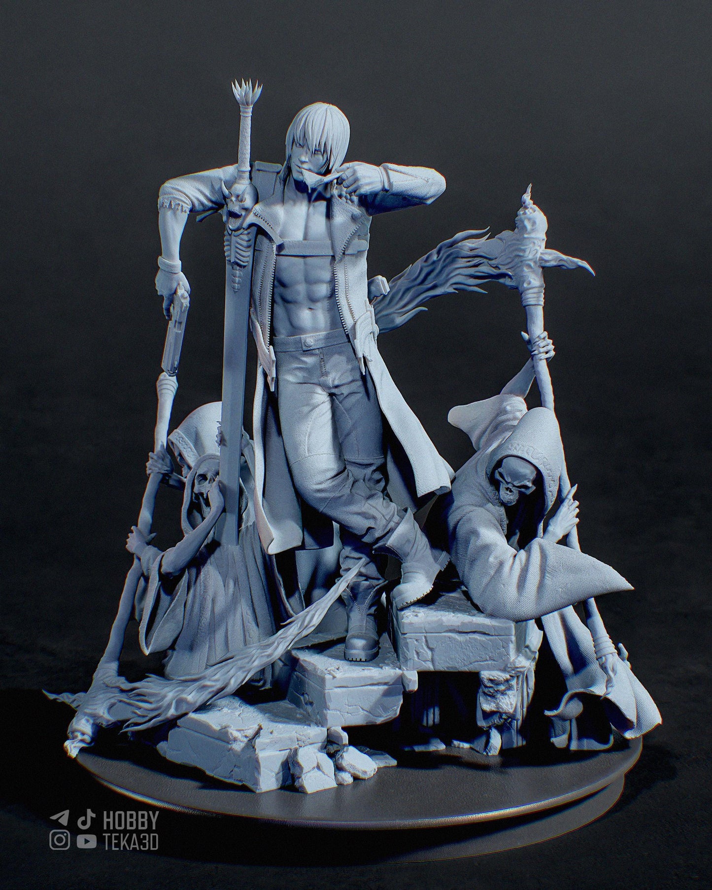 Demon Hunter Resin Statue and DIY Kit – Painted or Unpainted – 1/8 and 1/6 Scale – by Tanuki – Clear Purple Effects – photo 2