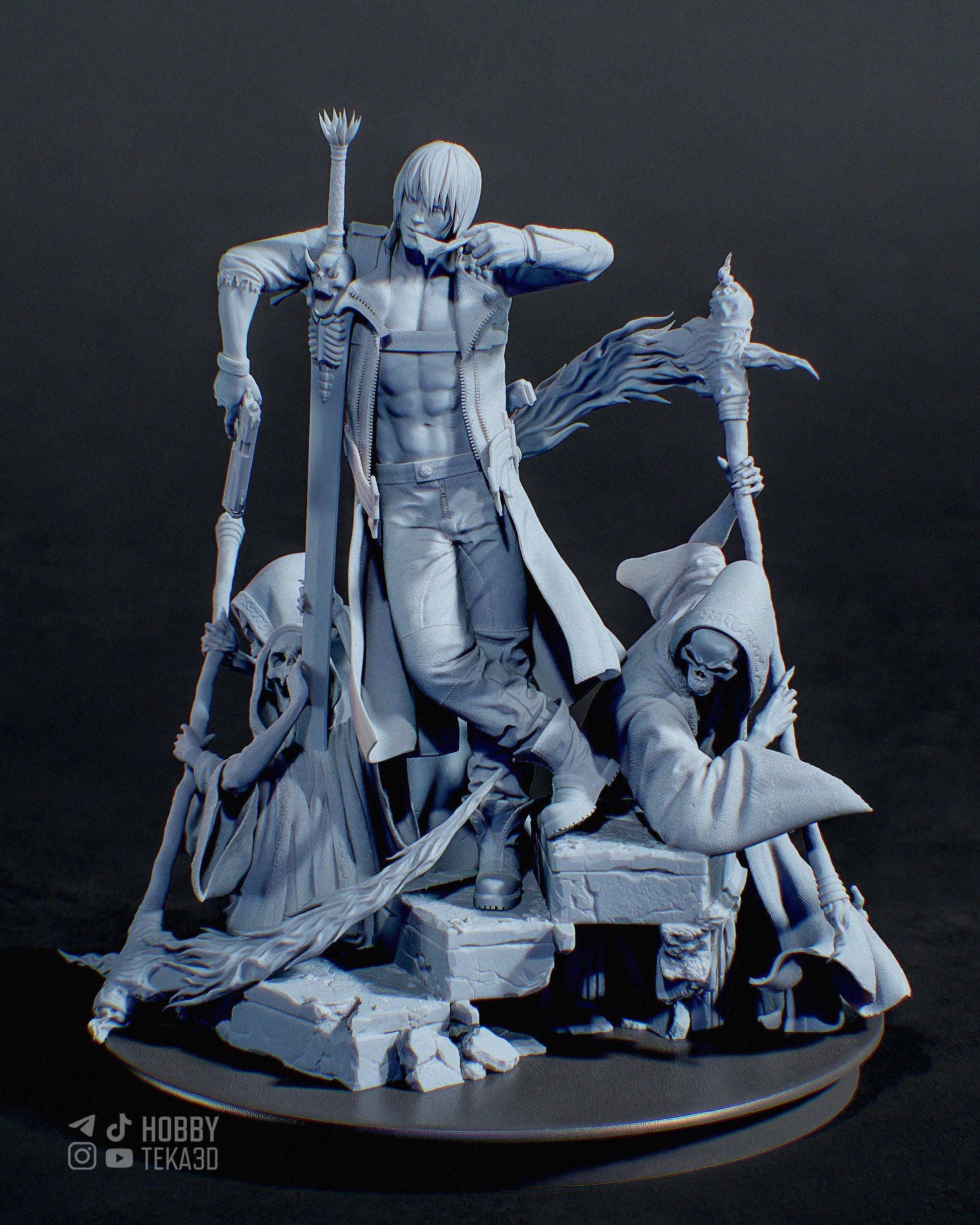 Demon Hunter Resin Statue and DIY Kit – Painted or Unpainted – 1/8 and 1/6 Scale – by Tanuki – Clear Purple Effects – photo 2