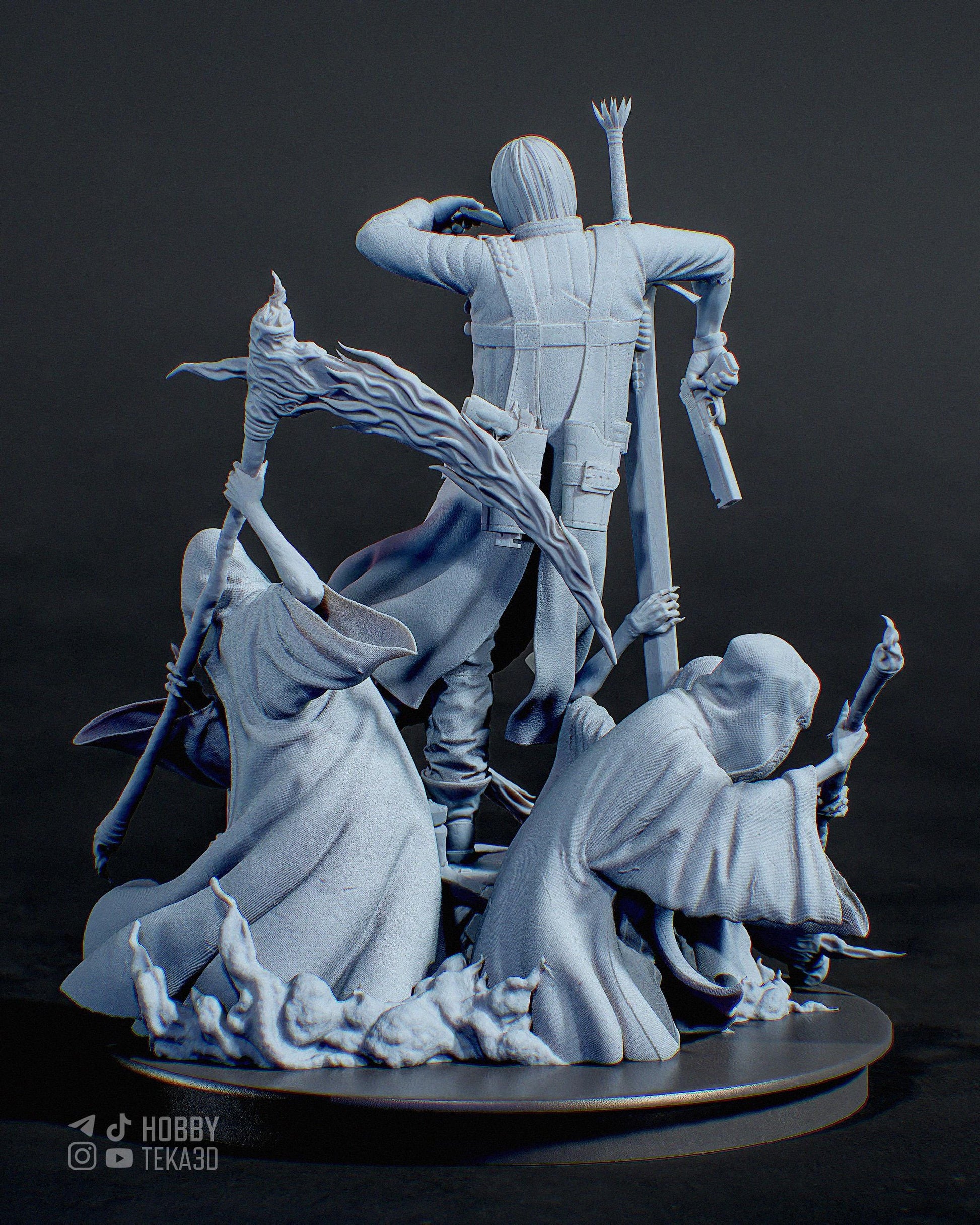Demon Hunter Resin Statue and DIY Kit – Painted or Unpainted – 1/8 and 1/6 Scale – by Tanuki – Clear Purple Effects – photo 7