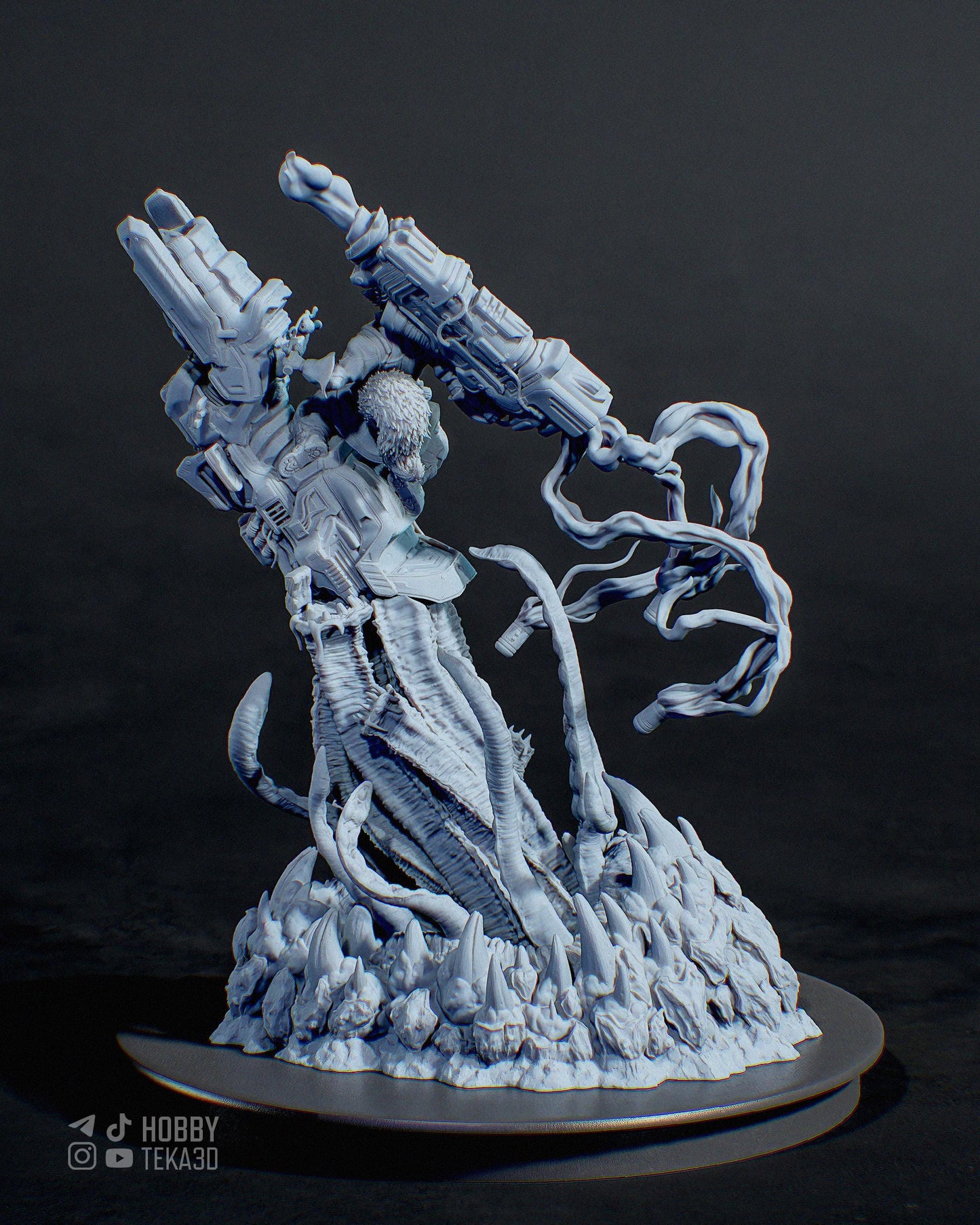 Sci Fi Raccoon Gunner Resin Statue and DIY Kit – Painted or Unpainted – 1/8 and 1/6 Scale – by CA3D – Clear Flames – photo 4