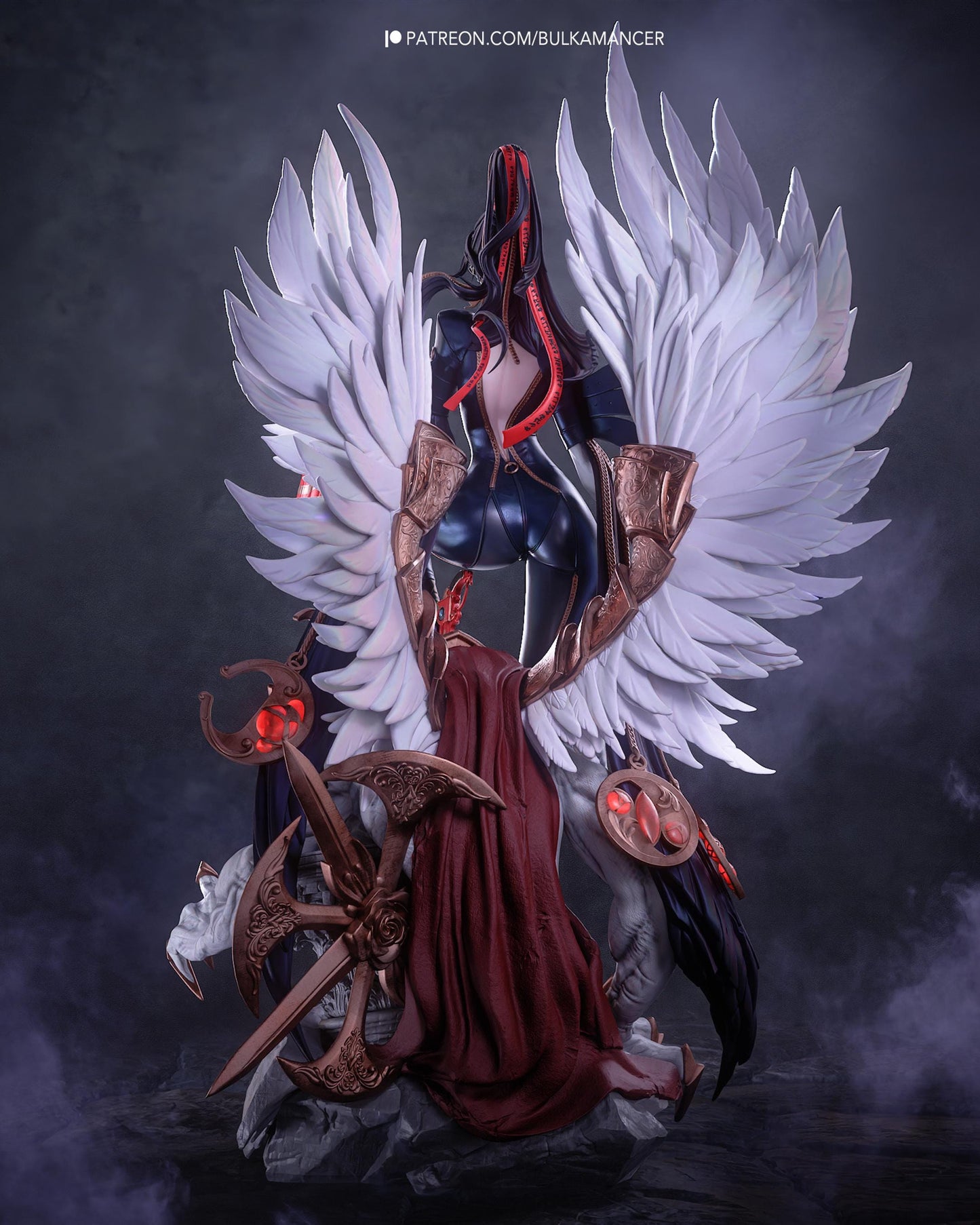 Gothic Angel Warrior Resin Statue and DIY Kit – Painted or Unpainted – 1/8 and 1/6 Scale – by Bulkamancers – Wings and Guns – photo 3