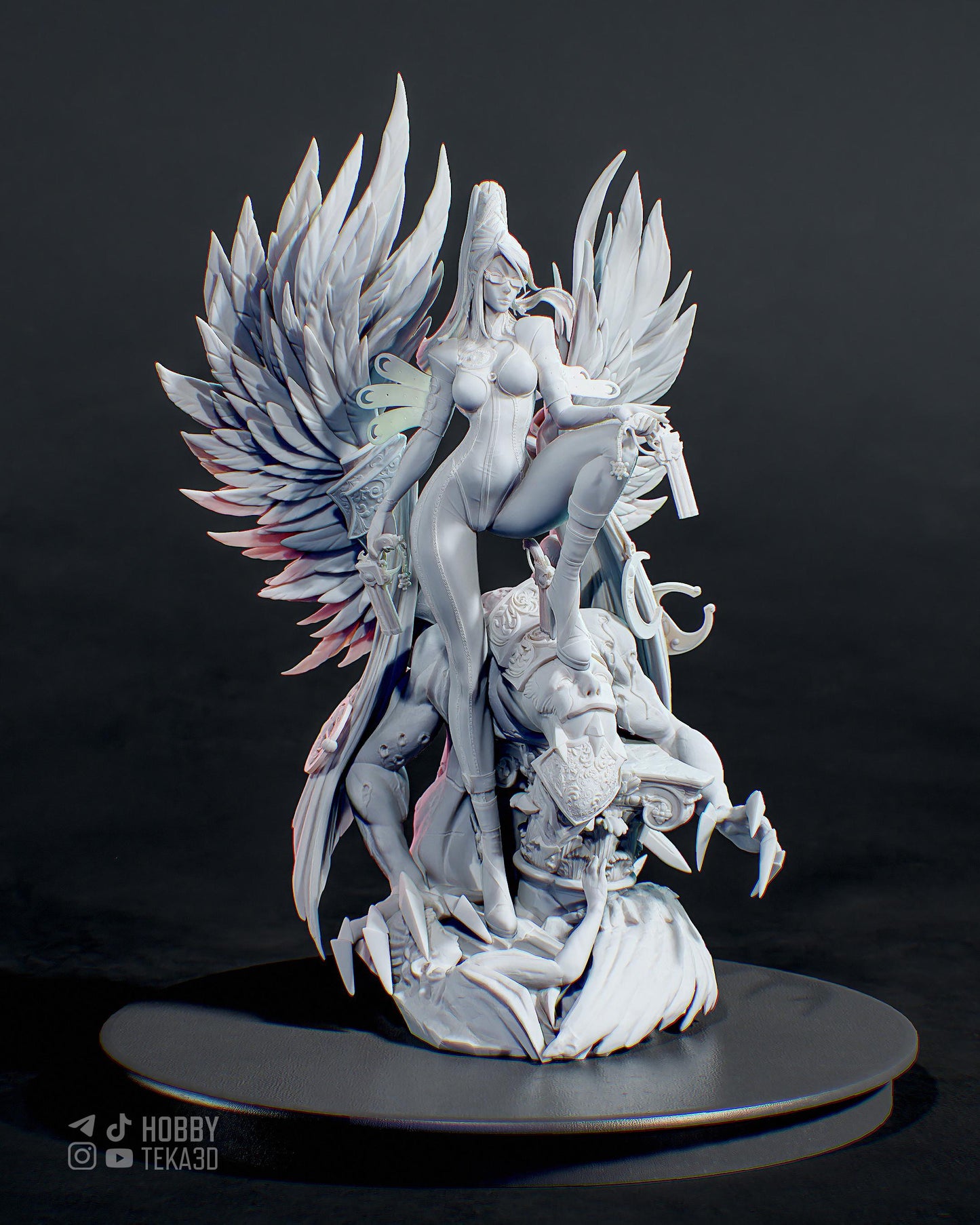 Gothic Angel Warrior Resin Statue and DIY Kit – Painted or Unpainted – 1/8 and 1/6 Scale – by Bulkamancers – Wings and Guns – photo 2