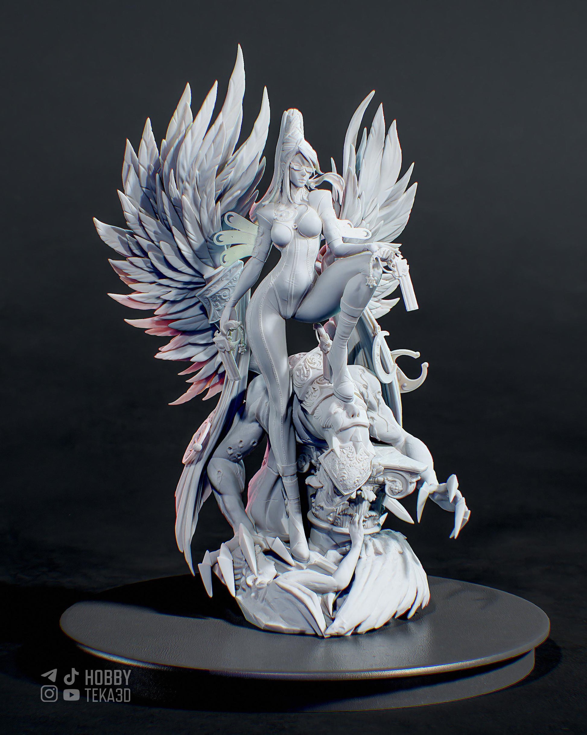 Gothic Angel Warrior Resin Statue and DIY Kit – Painted or Unpainted – 1/8 and 1/6 Scale – by Bulkamancers – Wings and Guns – photo 2