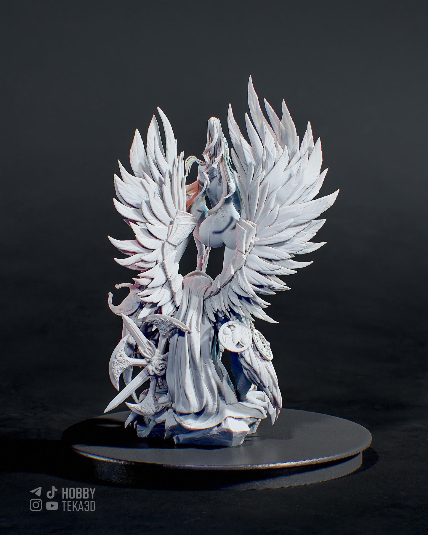 Gothic Angel Warrior Resin Statue and DIY Kit – Painted or Unpainted – 1/8 and 1/6 Scale – by Bulkamancers – Wings and Guns – photo 6