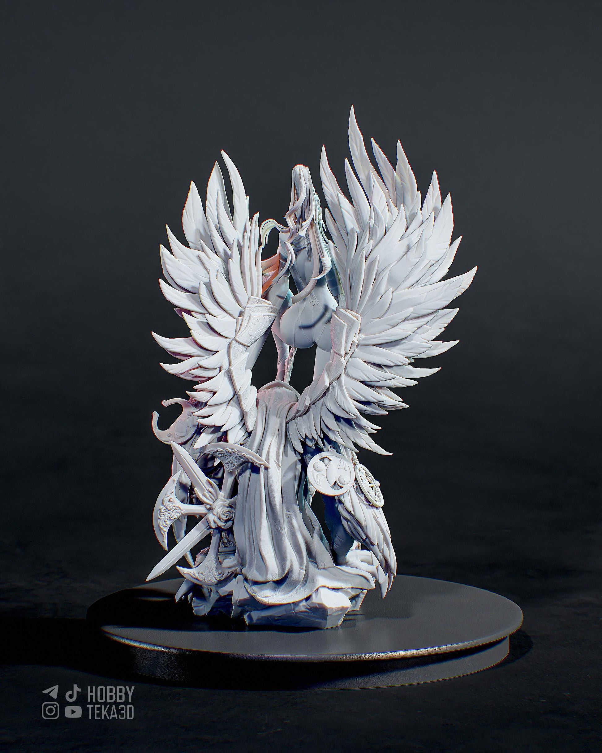 Gothic Angel Warrior Resin Statue and DIY Kit – Painted or Unpainted – 1/8 and 1/6 Scale – by Bulkamancers – Wings and Guns – photo 6