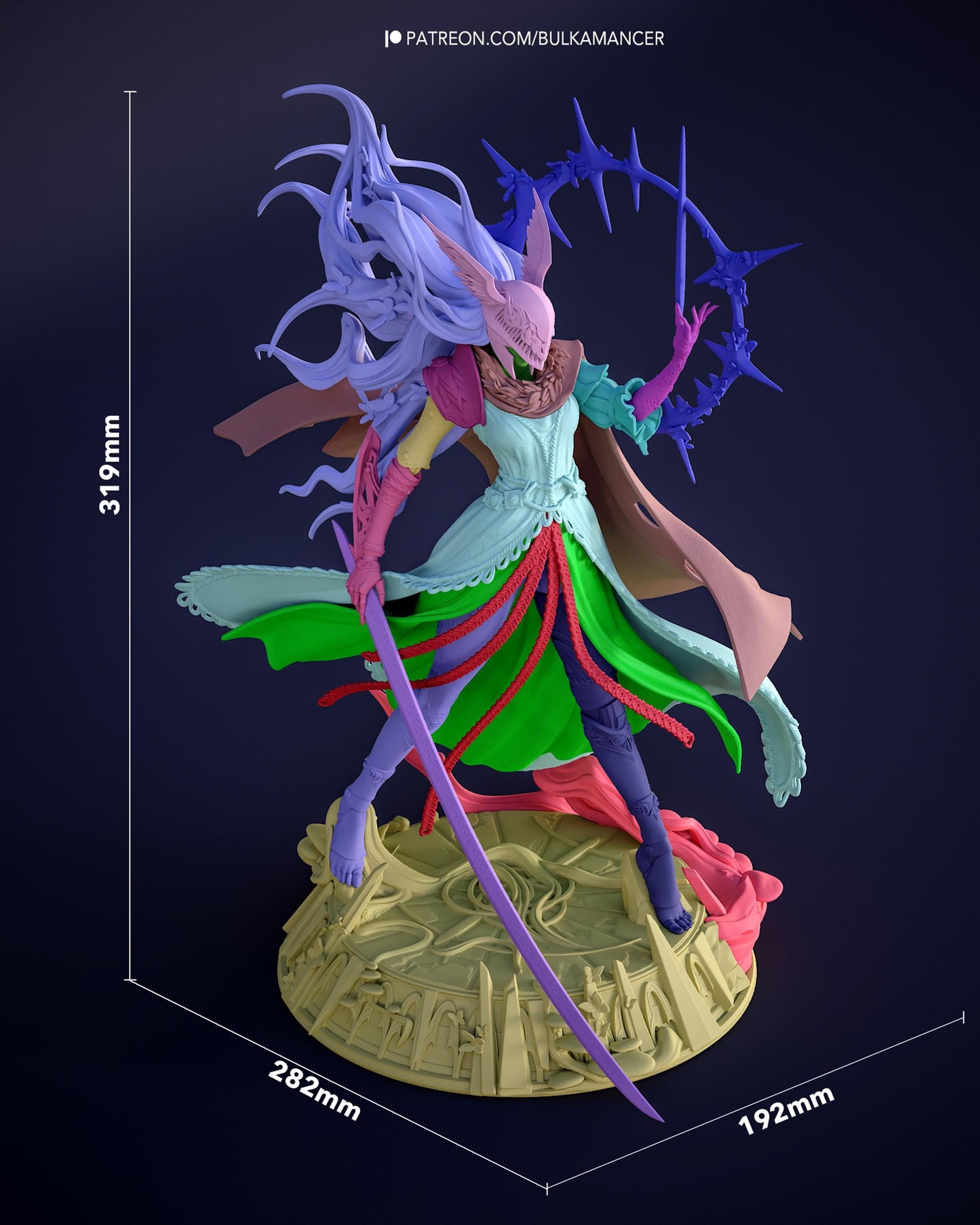 Masked Swordswoman Resin Statue and DIY Kit – Painted or Unpainted – 1/8 and 1/6 Scale – by Bulkamancers – Clear Red Halo – photo 6