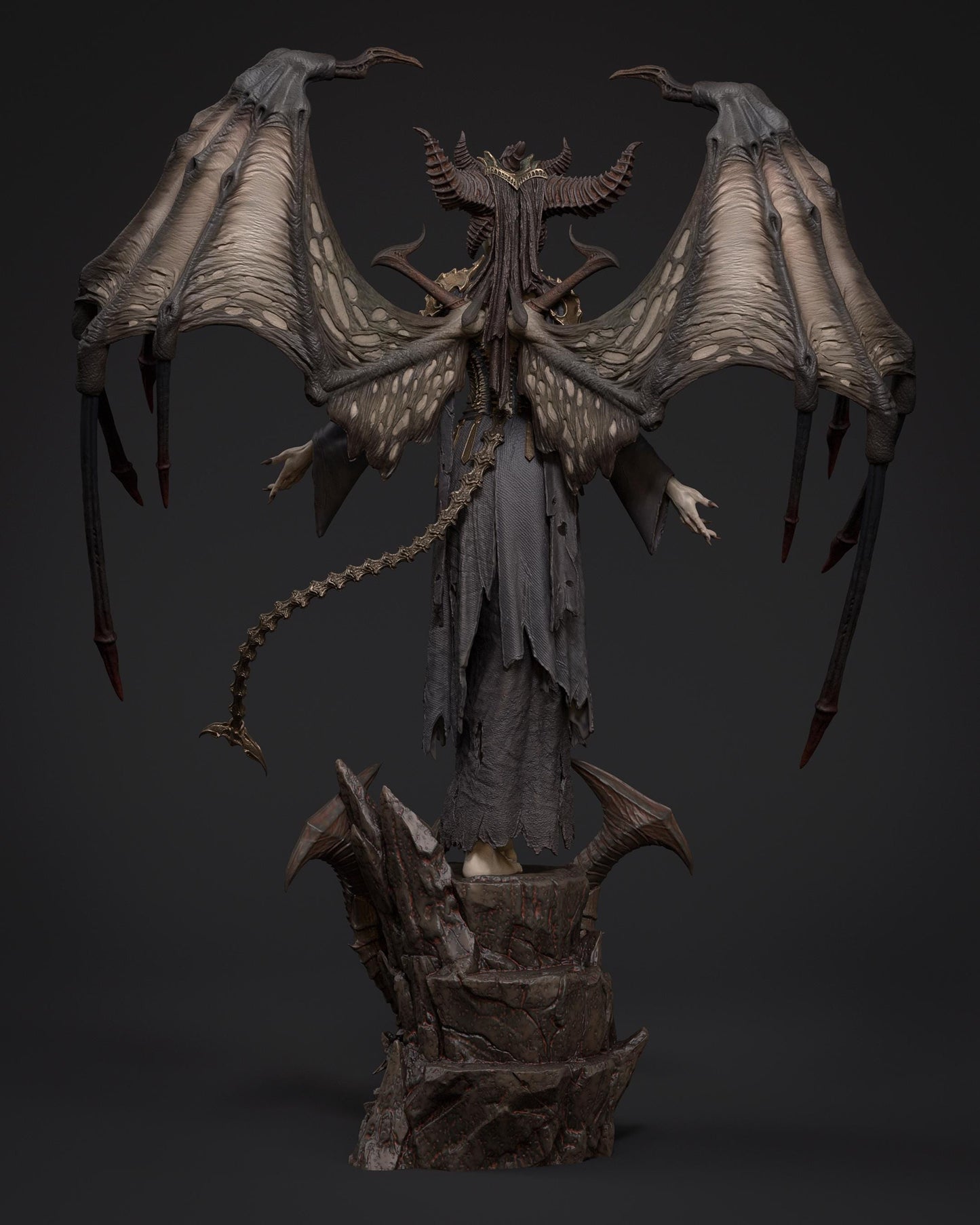 Winged Demon Queen Resin Statue and DIY Kit – Painted or Unpainted – 1/8 and 1/6 Scale – by CA3D – Dark Fantasy Rock Base – photo 4