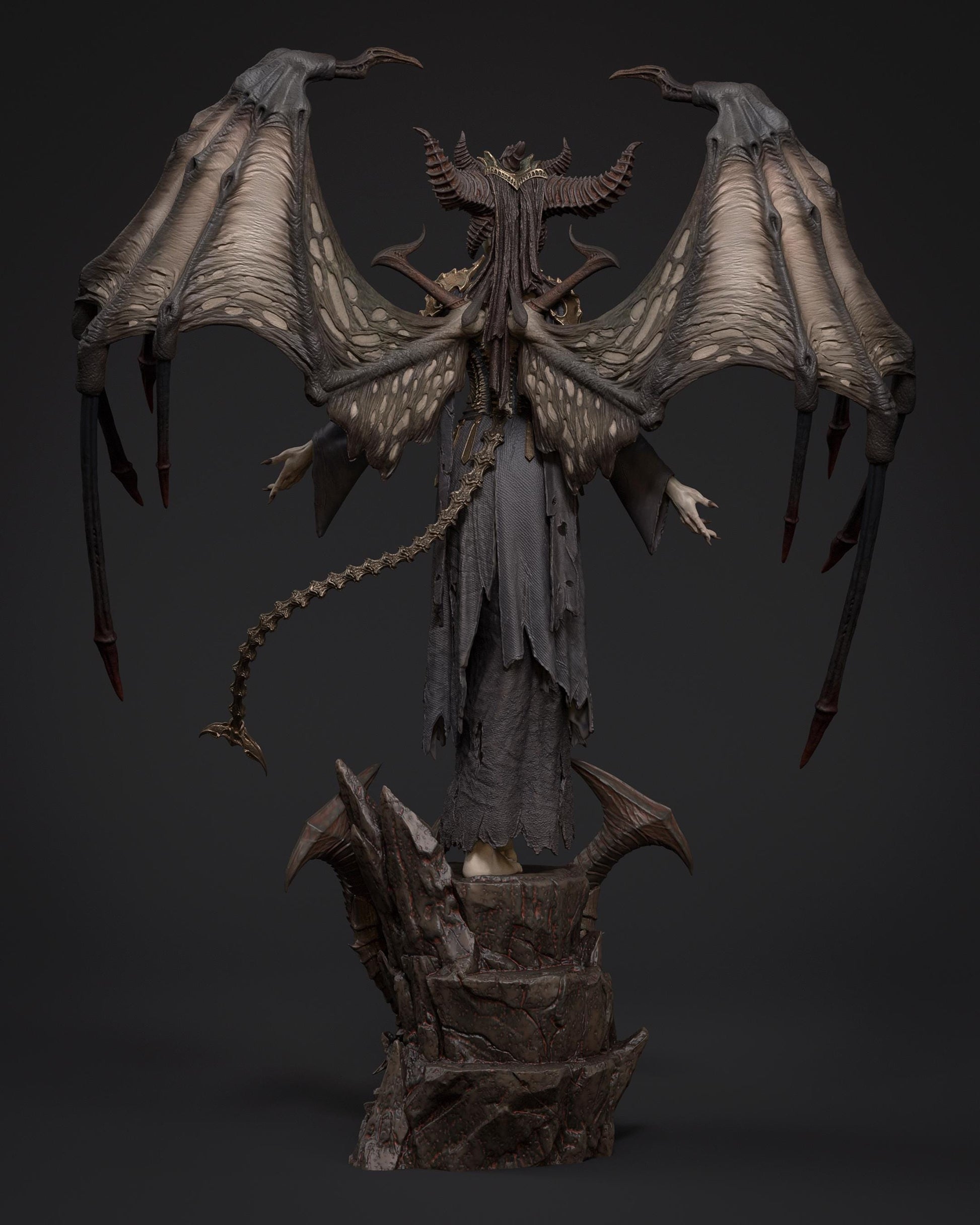 Winged Demon Queen Resin Statue and DIY Kit – Painted or Unpainted – 1/8 and 1/6 Scale – by CA3D – Dark Fantasy Rock Base – photo 4