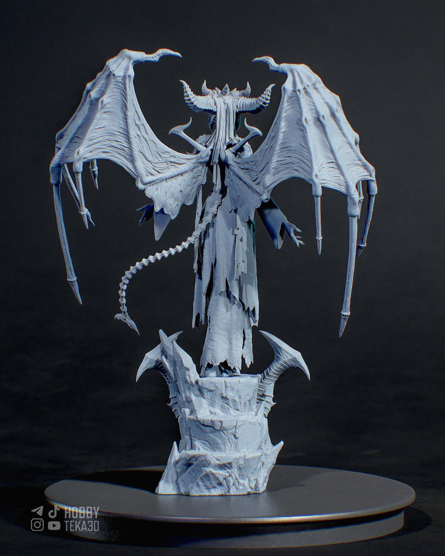 Winged Demon Queen Resin Statue and DIY Kit – Painted or Unpainted – 1/8 and 1/6 Scale – by CA3D – Dark Fantasy Rock Base – photo 5
