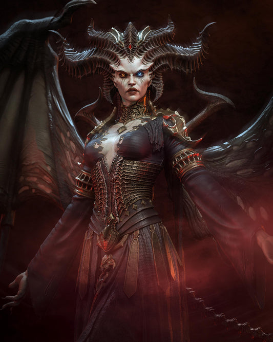 Winged Demon Queen Resin Statue and DIY Kit – Painted or Unpainted – 1/8 and 1/6 Scale – by CA3D – Dark Fantasy Rock Base – photo 1