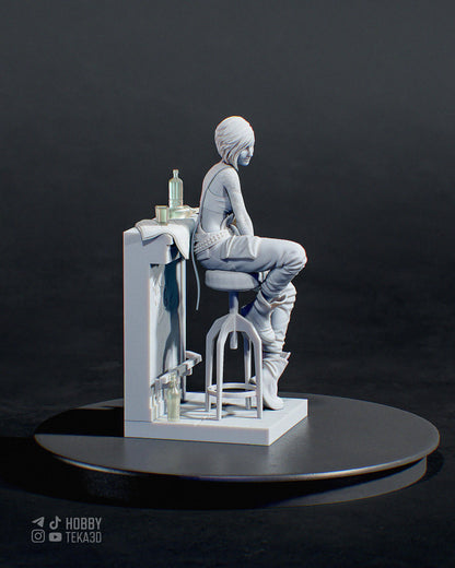 Neon City Street Girl Resin Statue and DIY Kit – Painted or Unpainted – 1/8 and 1/6 Scale – by Bulkamancers – Tattoos and Bar Scene – photo 4