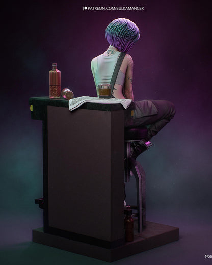 Neon City Street Girl Resin Statue and DIY Kit – Painted or Unpainted – 1/8 and 1/6 Scale – by Bulkamancers – Tattoos and Bar Scene – photo 3