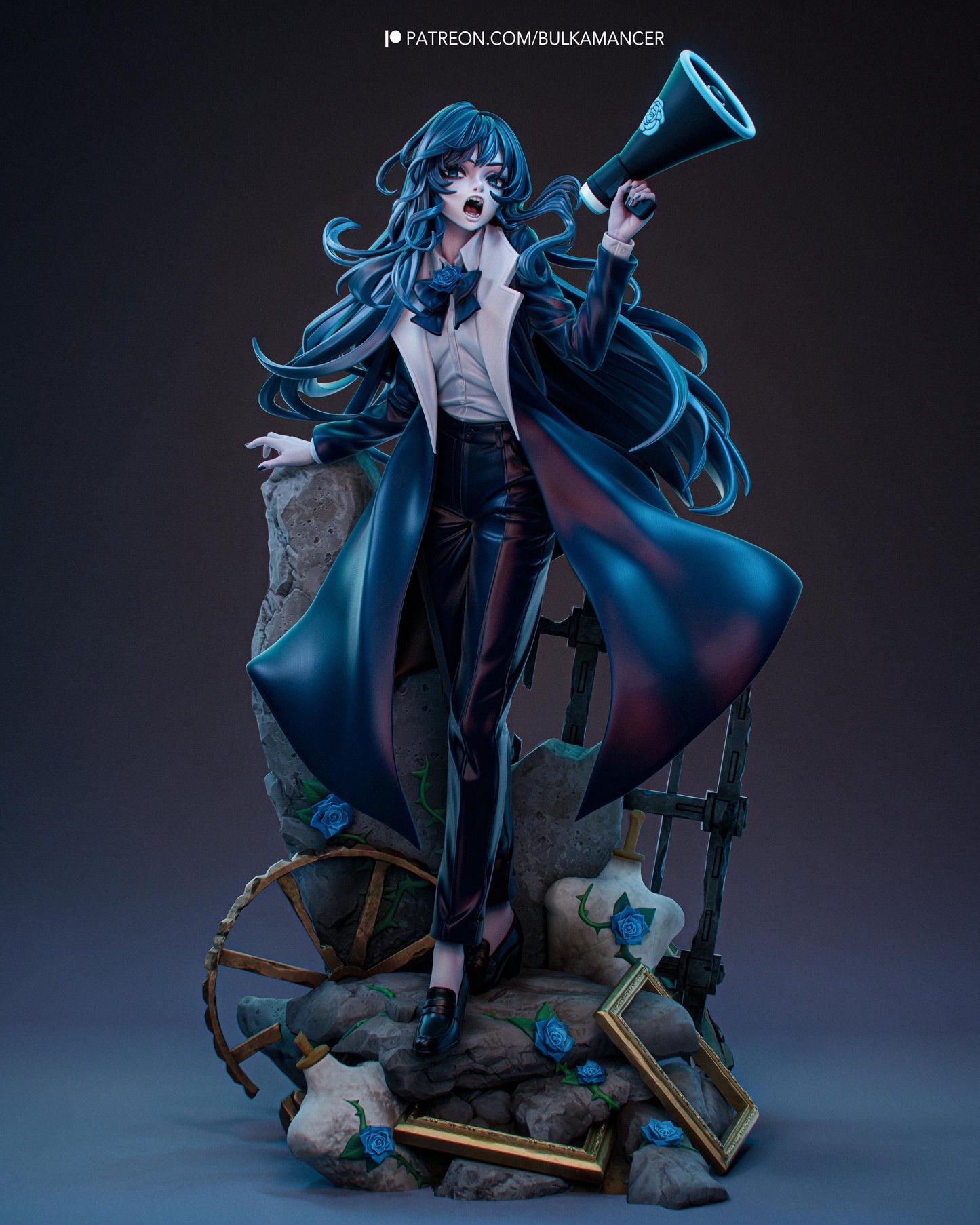 Anime Idol Announcer Resin Statue and DIY Kit – Painted or Unpainted – 1/8 and 1/6 Scale – by Bulkamancer – Megaphone – photo 1