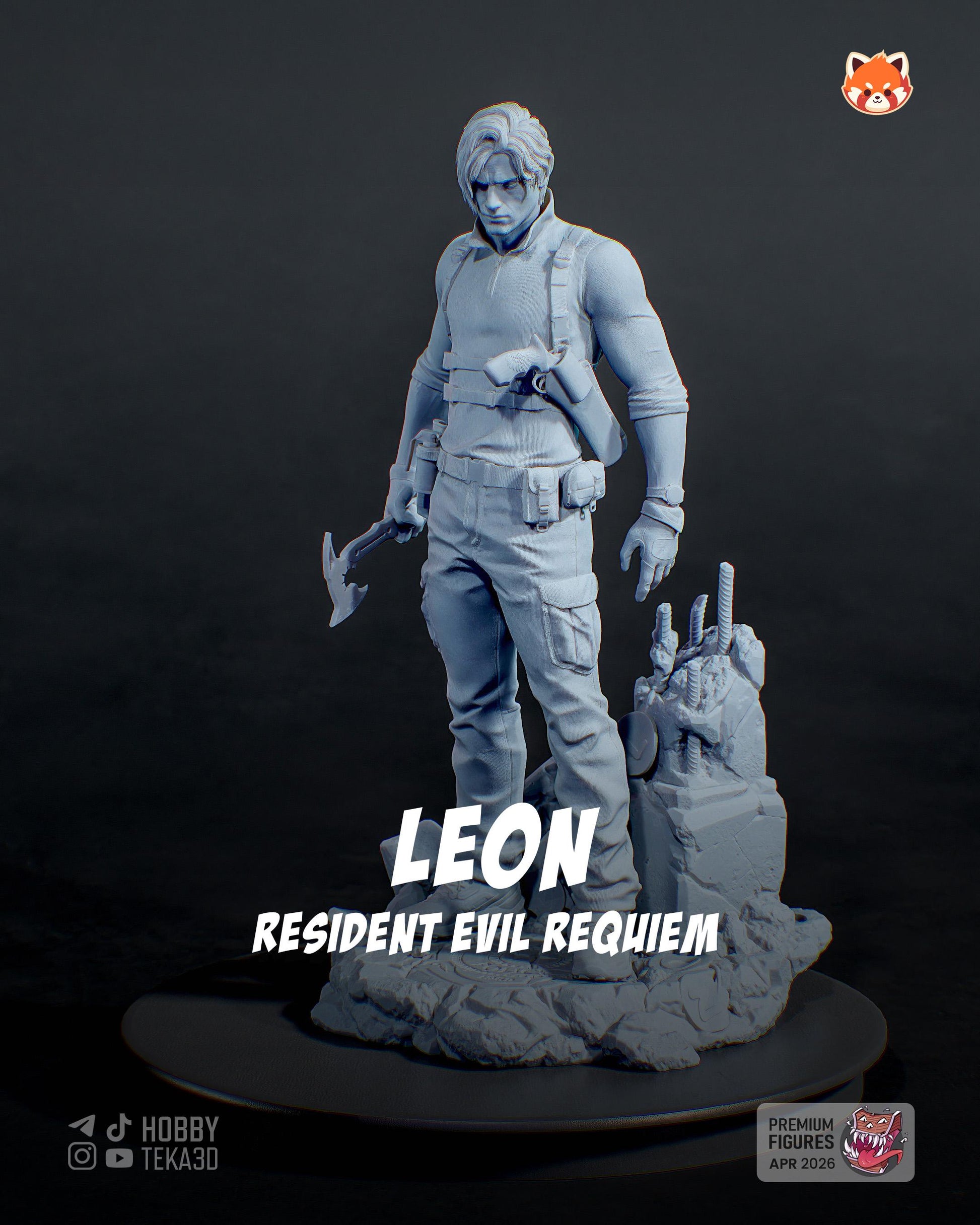 Survival Horror Hero Resin Statue and DIY Kit – Painted or Unpainted – 1/8 and 1/6 Scale – by Tanuki – Rubble Base – photo 2