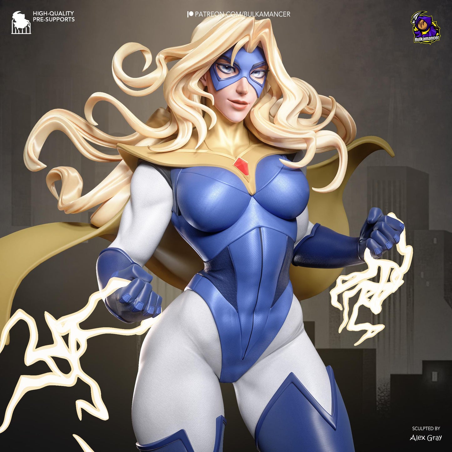 Comic Heroine Resin Statue and DIY Kit – Painted or Unpainted – 1/8 and 1/6 Scale – by Bulkamancers – Clear Lightning Effects – photo 1
