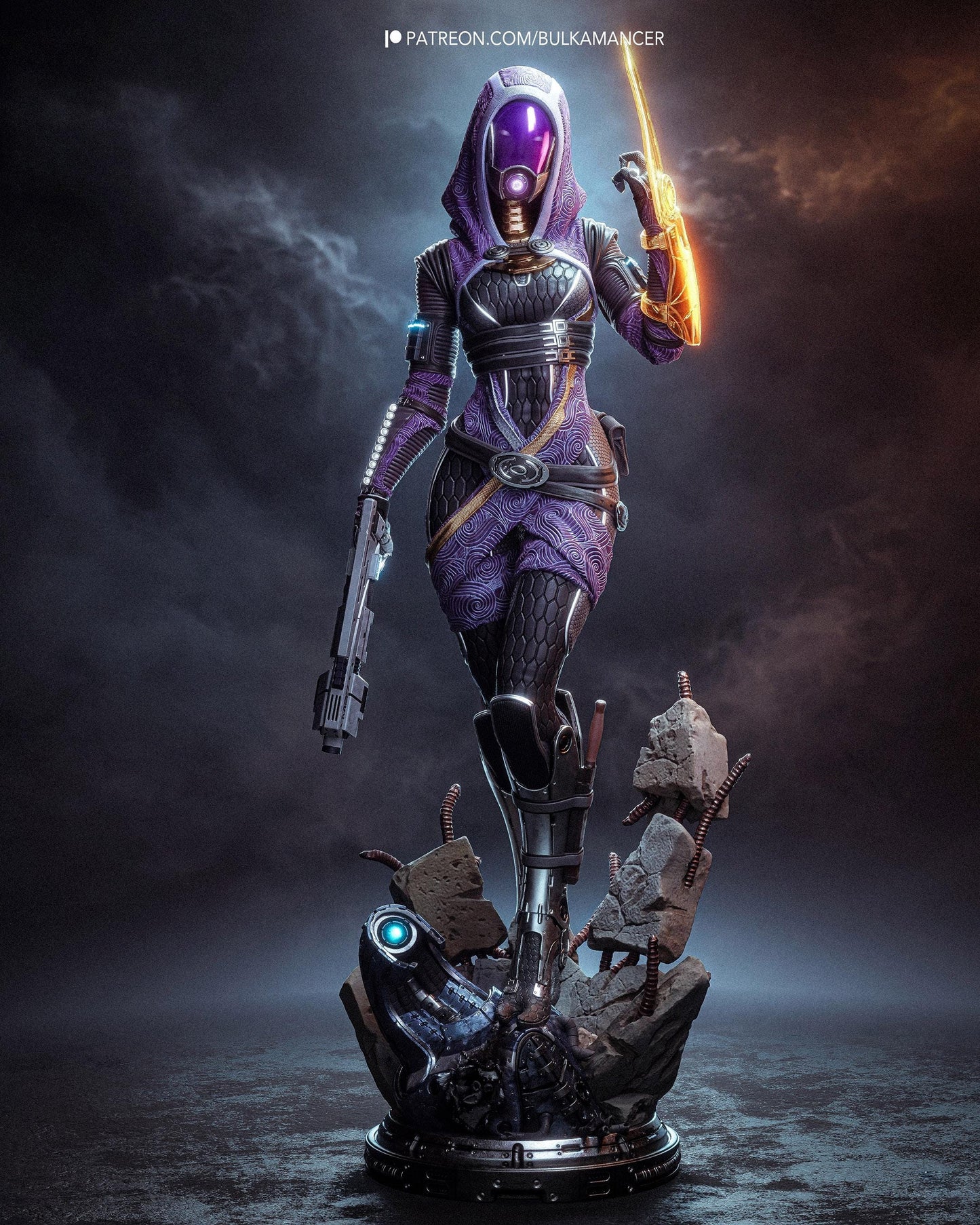 Sci Fi Space Engineer Resin Statue and DIY Kit – Painted or Unpainted – 1/8 and 1/6 Scale – Masked Alien Heroine – photo 3