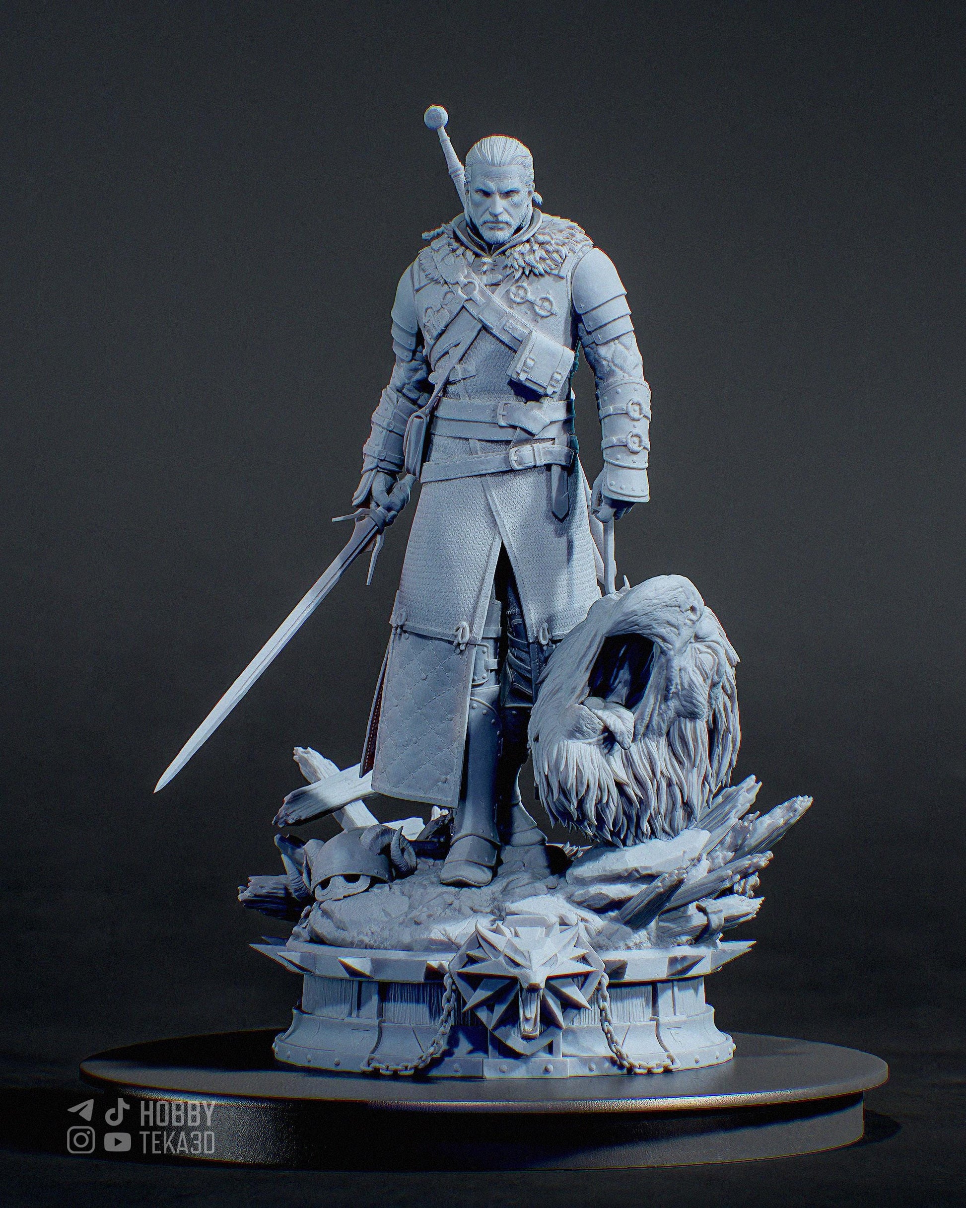 Dark Fantasy Beast Hunter Resin Statue and DIY Kit - Painted or Unpainted - 1/8 and 1/6 Scale - by Tanuki - White Hair Swordsman – photo 6
